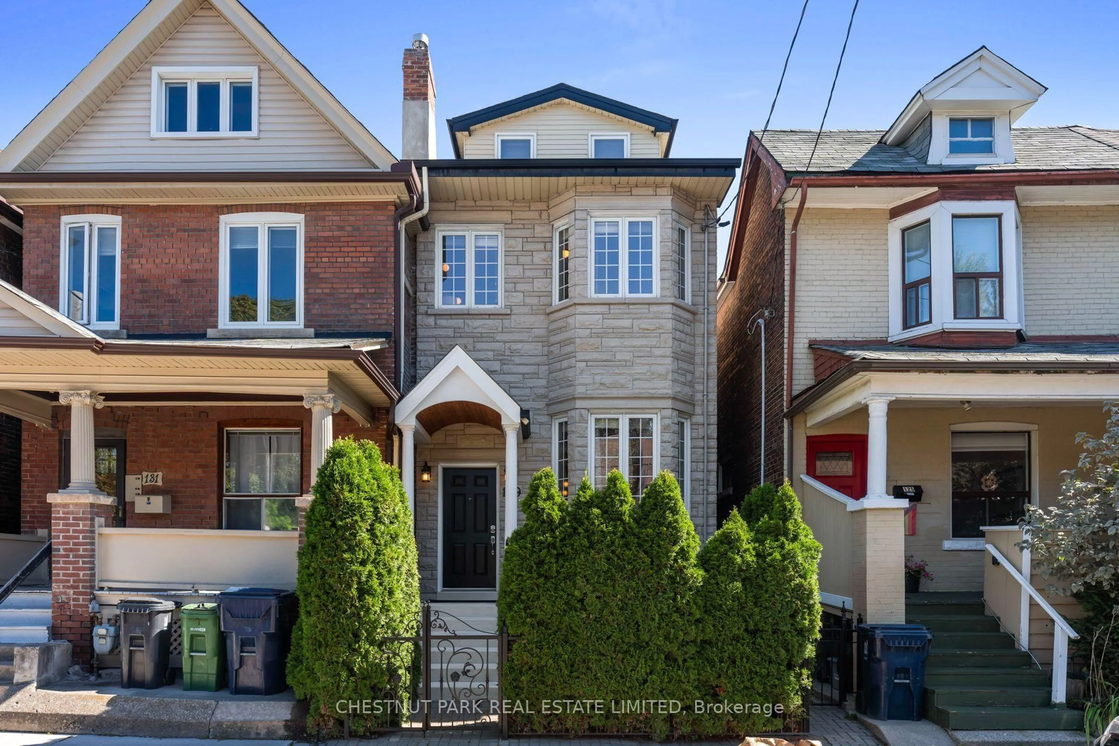 Home with brick exterior material, street for 129 Jones Ave, Toronto Ontario M4M 2Z7