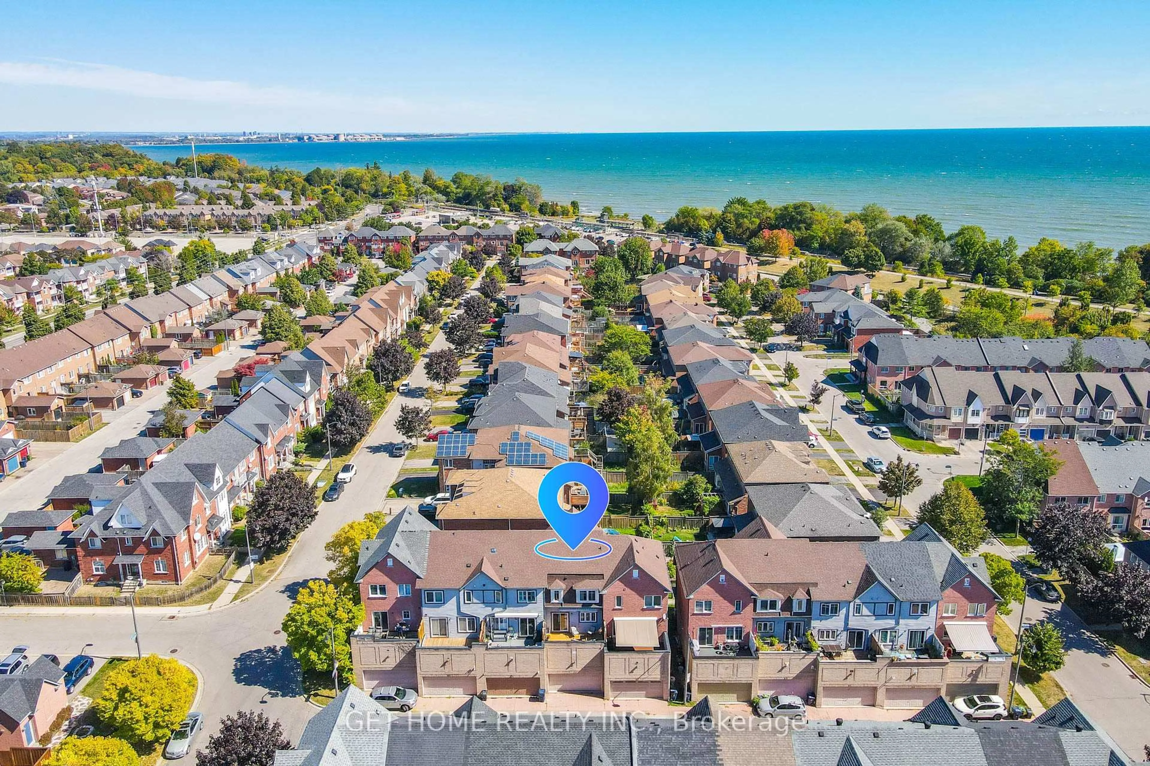 A pic from outside/outdoor area/front of a property/back of a property/a pic from drone, water/lake/river/ocean view for 39 Schooner Lane, Toronto Ontario M1C 5J2