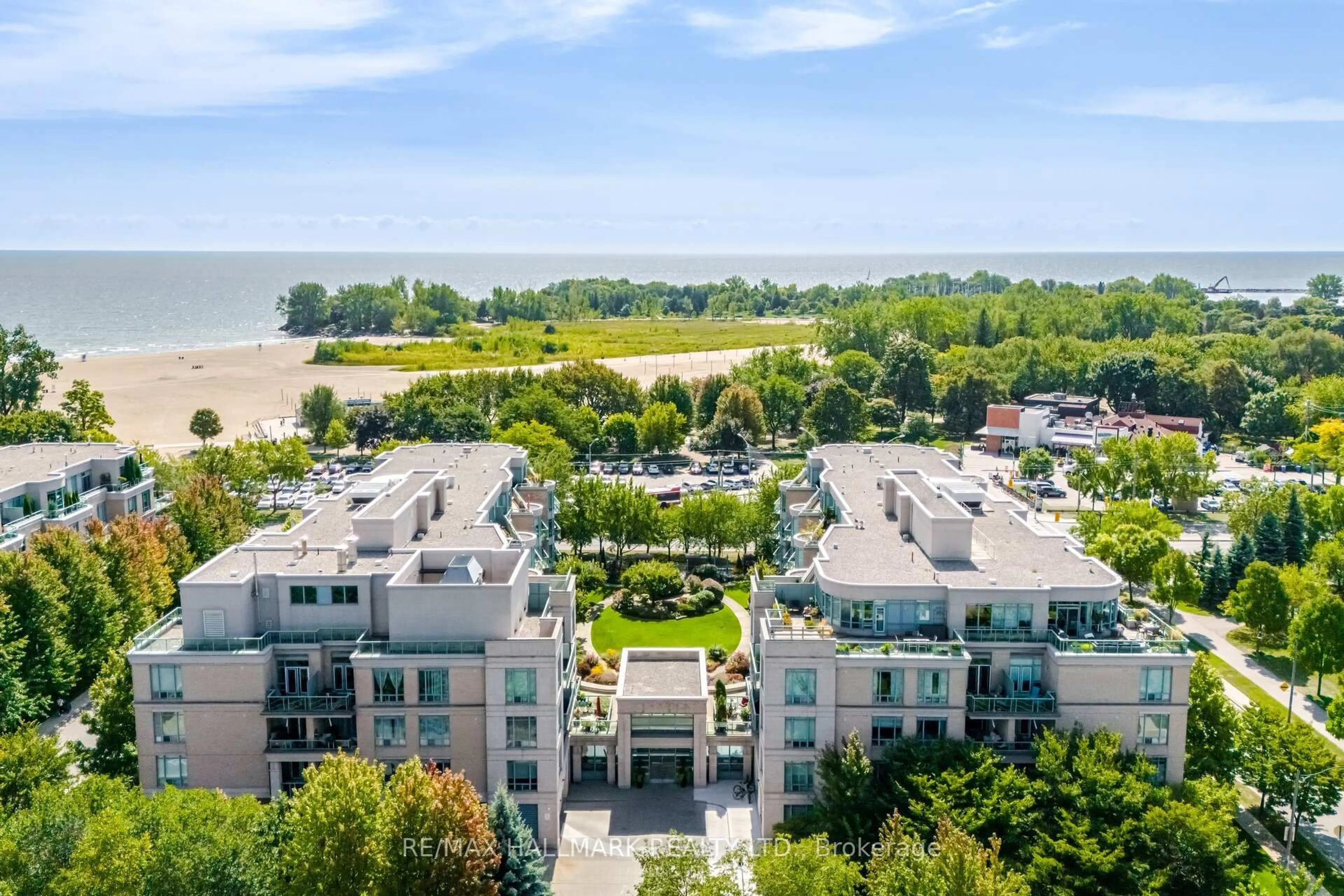 A pic from outside/outdoor area/front of a property/back of a property/a pic from drone, water/lake/river/ocean view for 9 Boardwalk Dr #PH5, Toronto Ontario M4L 6T1