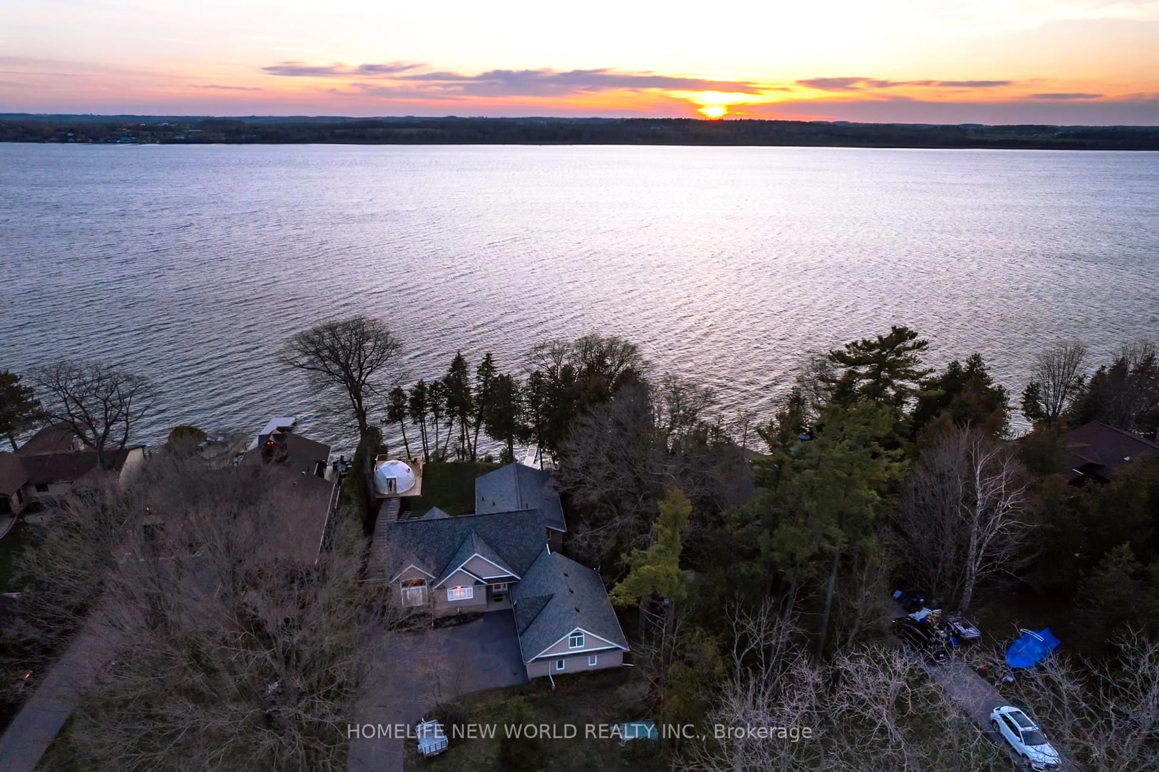 A pic from outside/outdoor area/front of a property/back of a property/a pic from drone, water/lake/river/ocean view for 253 Stephenson Point Rd, Scugog Ontario L9L 1B4