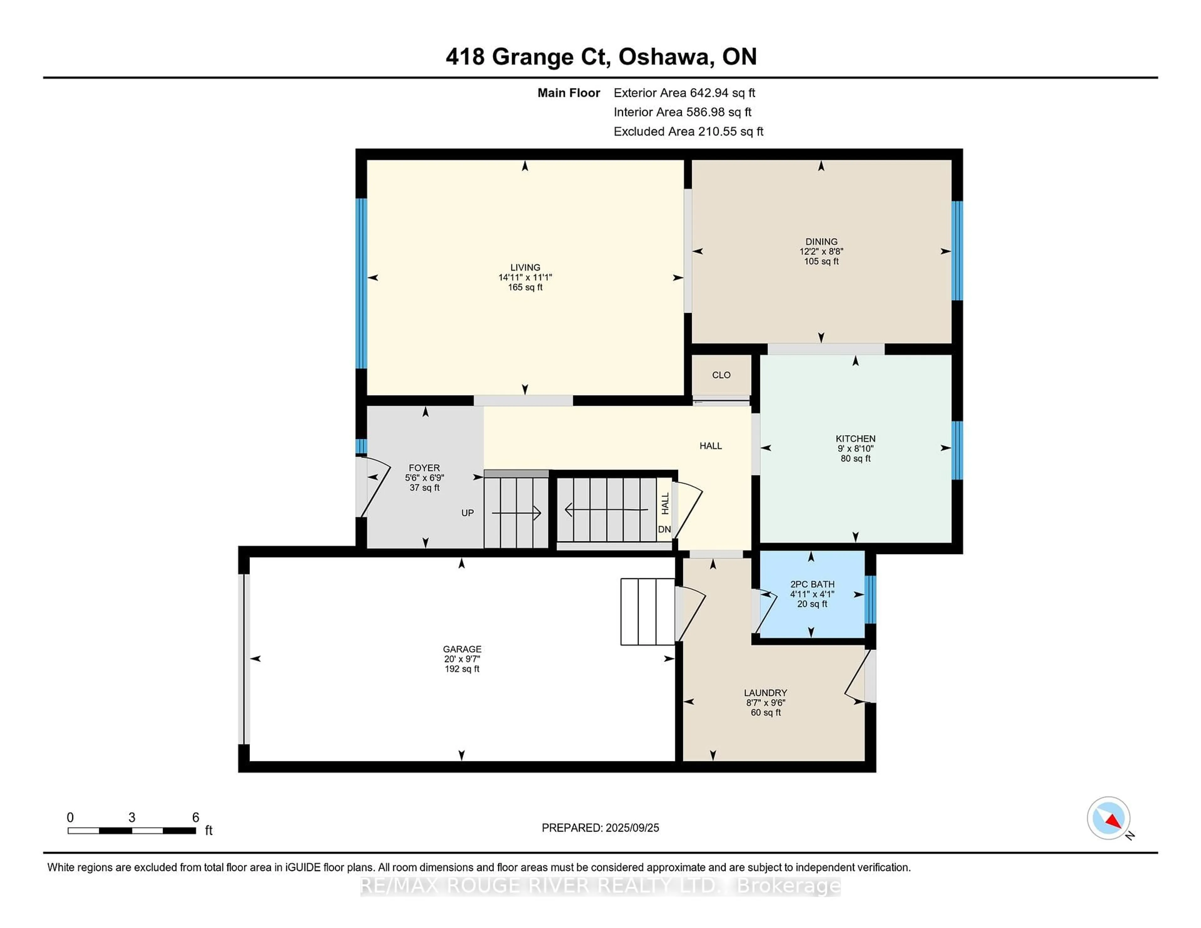 Floor plan for 418 Grange Crt, Oshawa Ontario L1G 7J1
