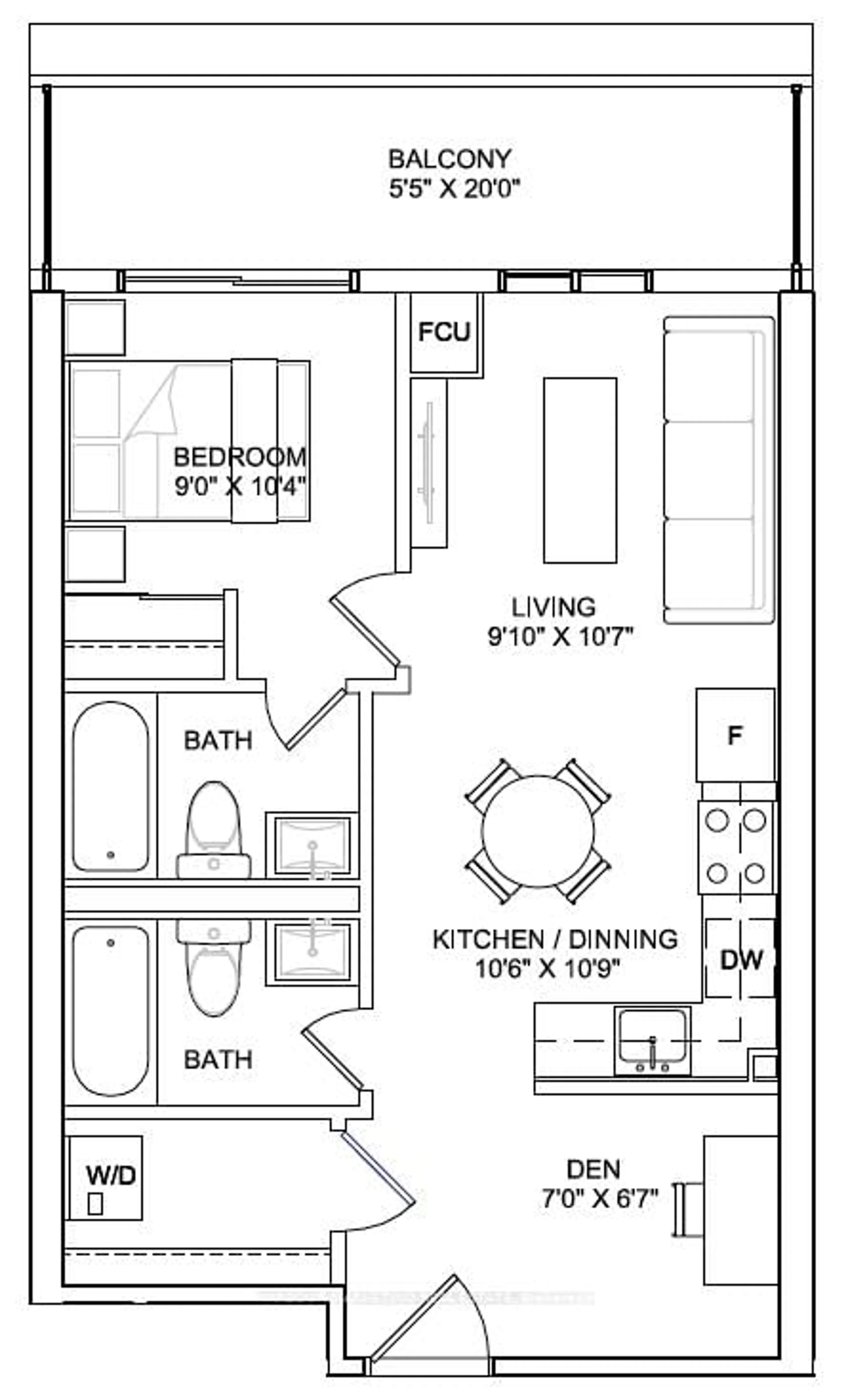 Floor plan for 3421 Sheppard Ave #A810, Toronto Ontario M1T 0C2