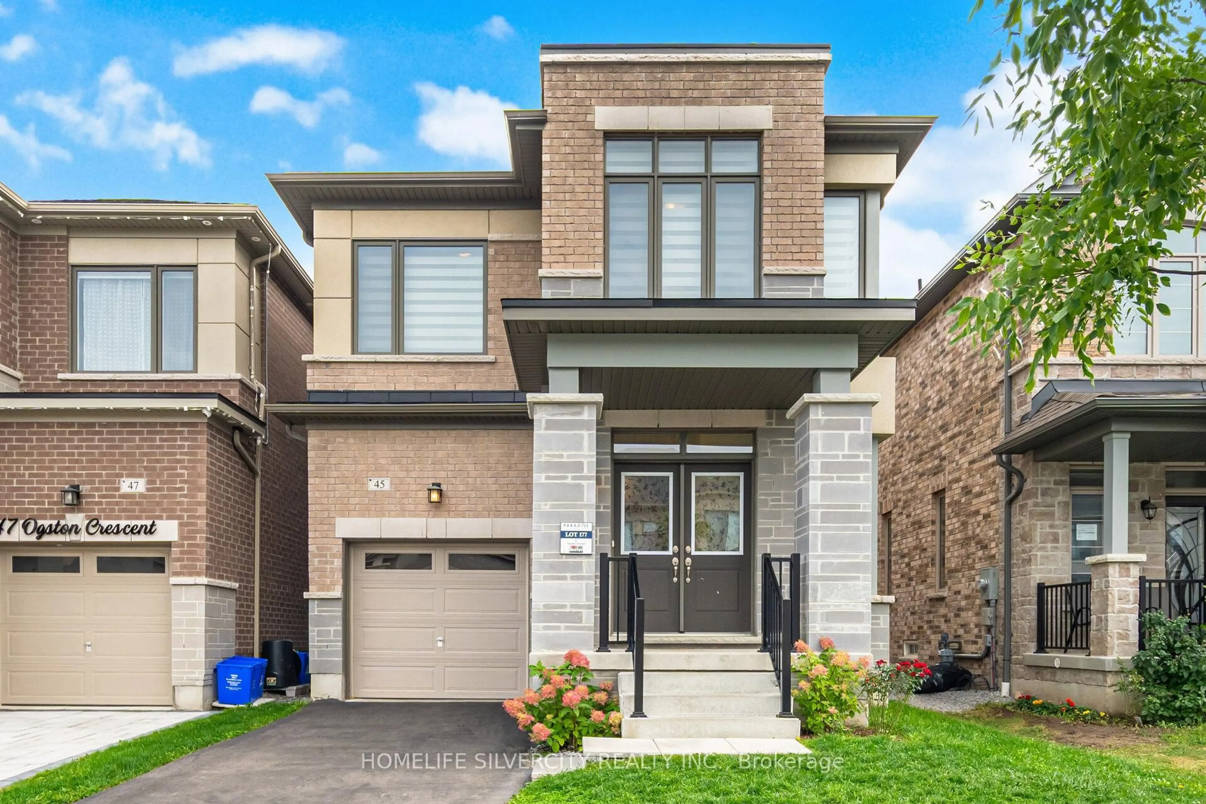 Home with brick exterior material, street for 45 Ogston Cres, Whitby Ontario L1P 0H2