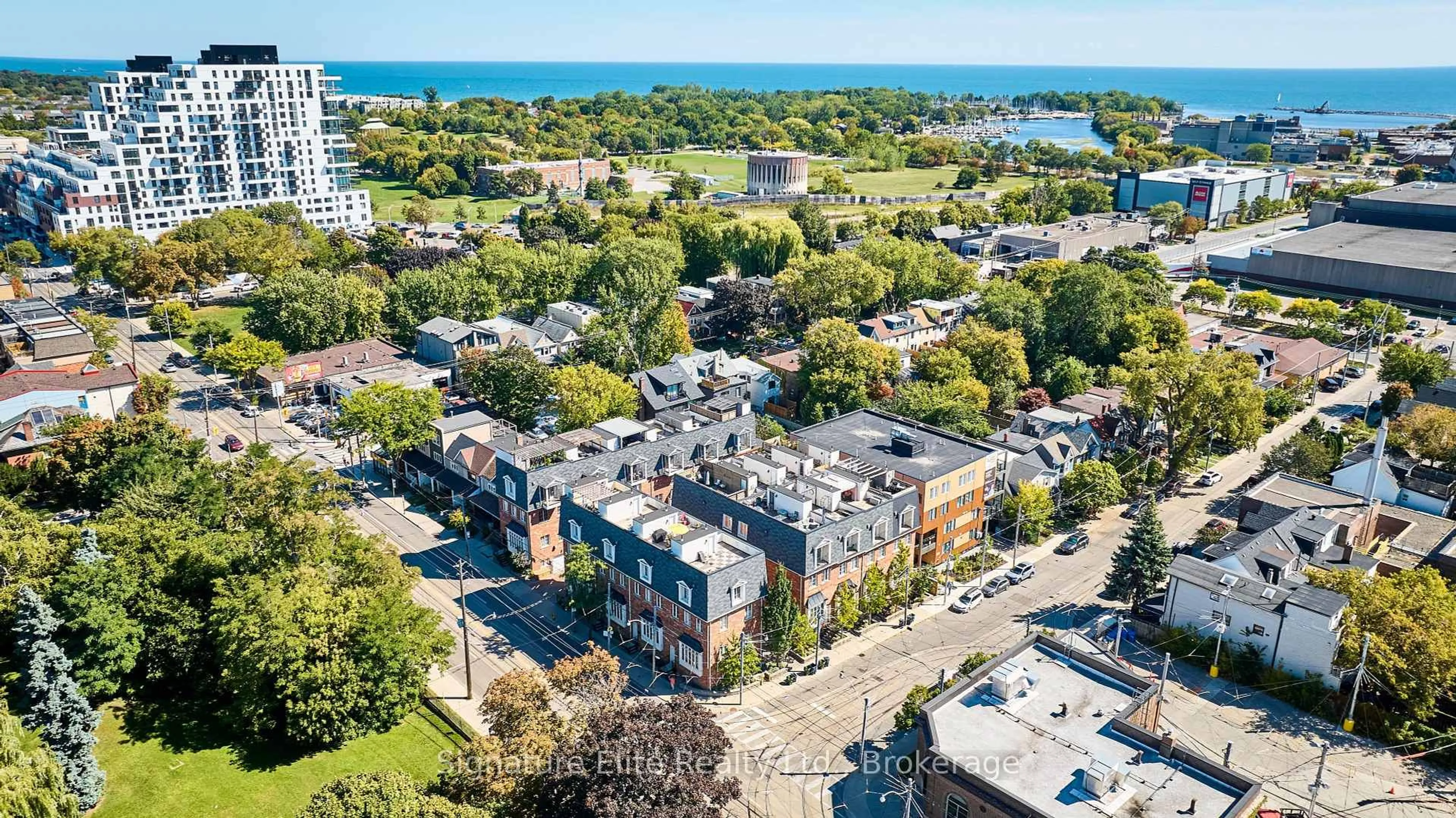 A pic from outside/outdoor area/front of a property/back of a property/a pic from drone, city buildings view from balcony for 45 Connaught Ave #401, Toronto Ontario M4L 2V8