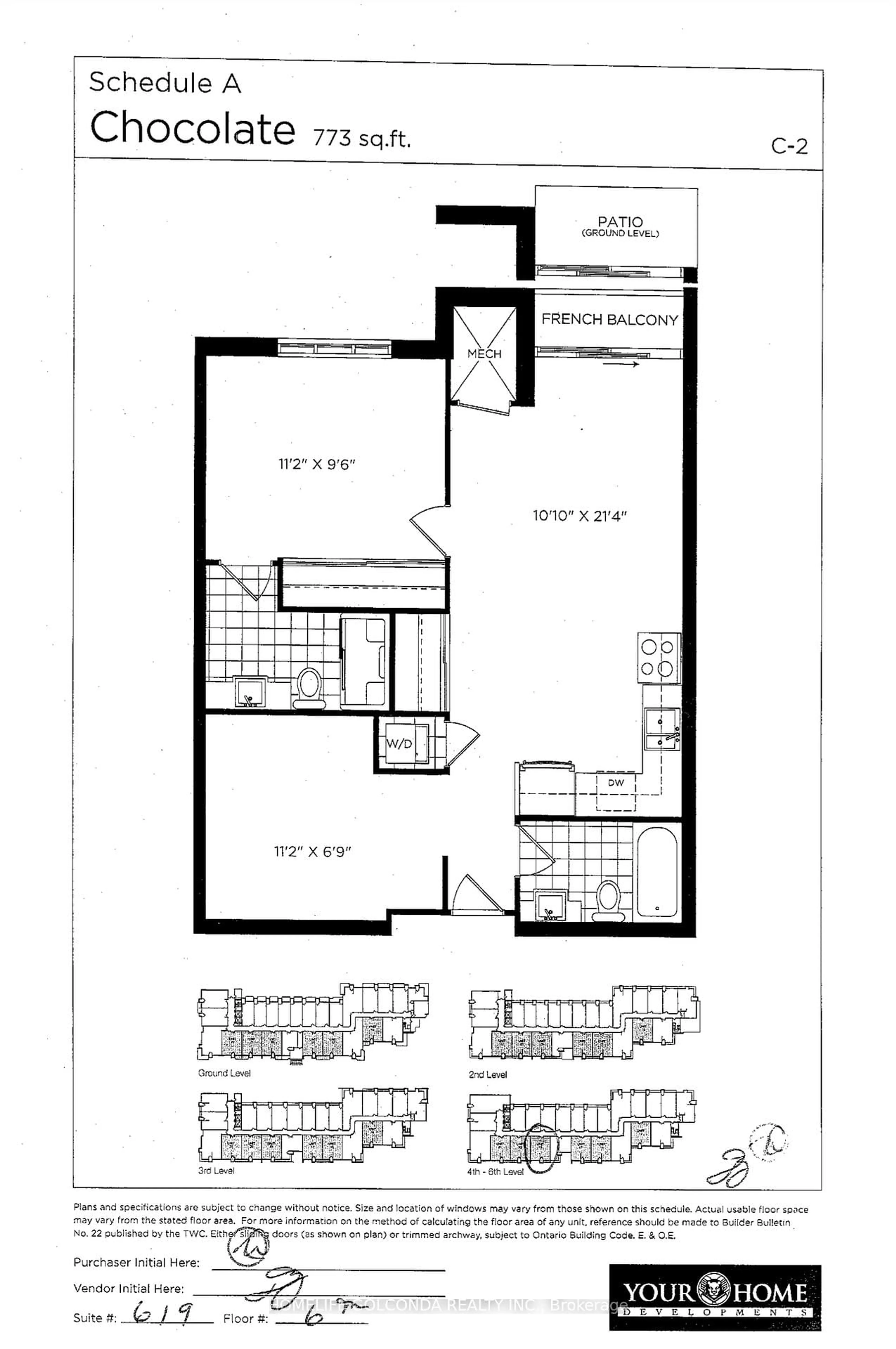 Floor plan for 1 Falaise Rd #619, Toronto Ontario M1E 0B9