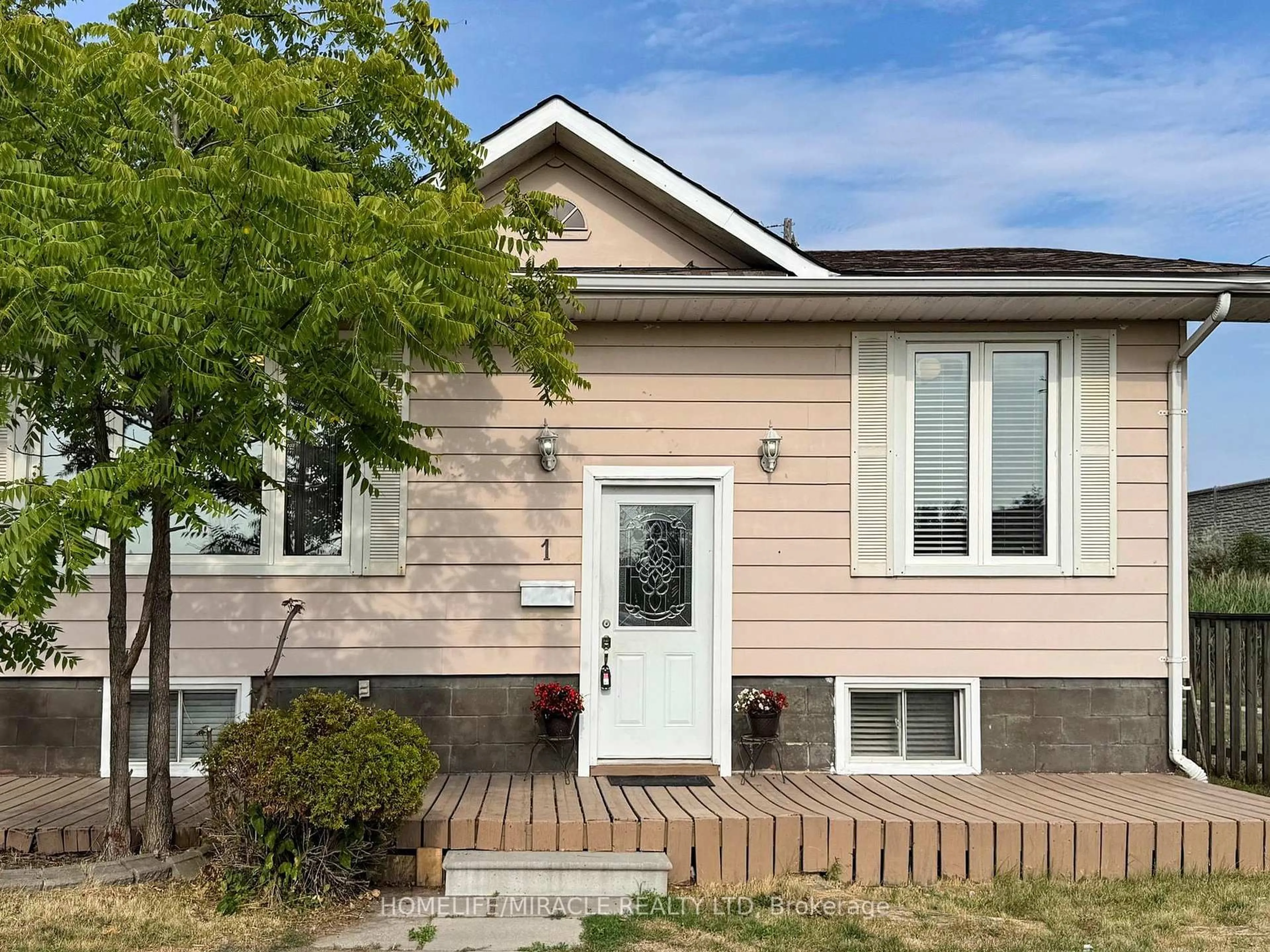 Home with vinyl exterior material, street for 1 Tudor Ave, Ajax Ontario L1S 1Z8