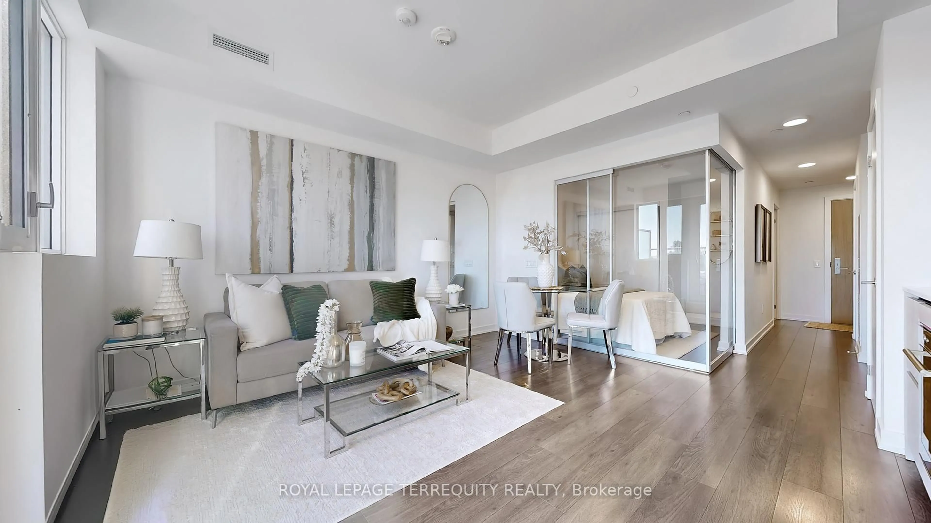 Living room with furniture, unknown for 150 Logan Ave #447, Toronto Ontario M4M 0E4