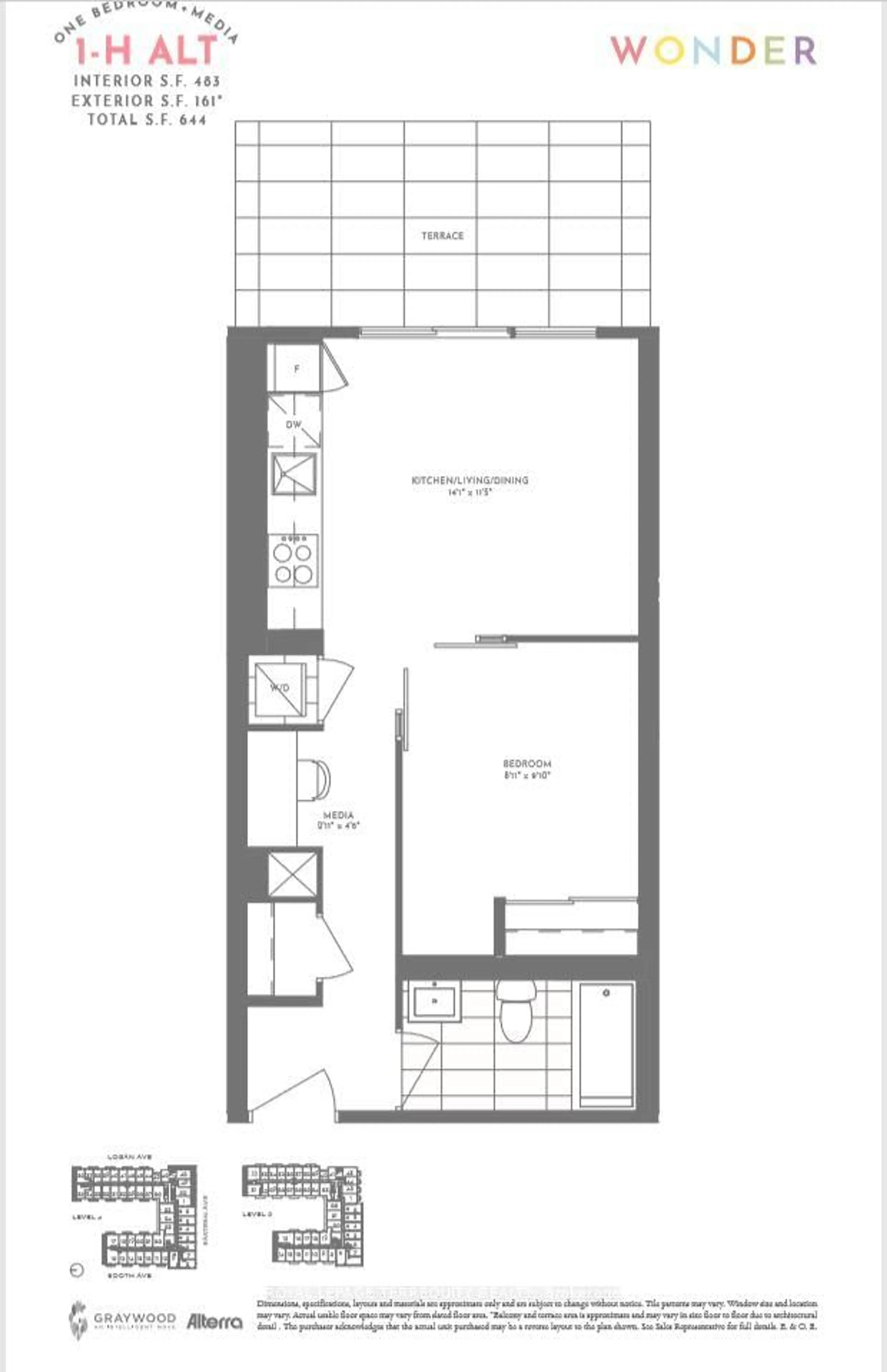 Floor plan for 150 Logan Ave #447, Toronto Ontario M4M 0E4