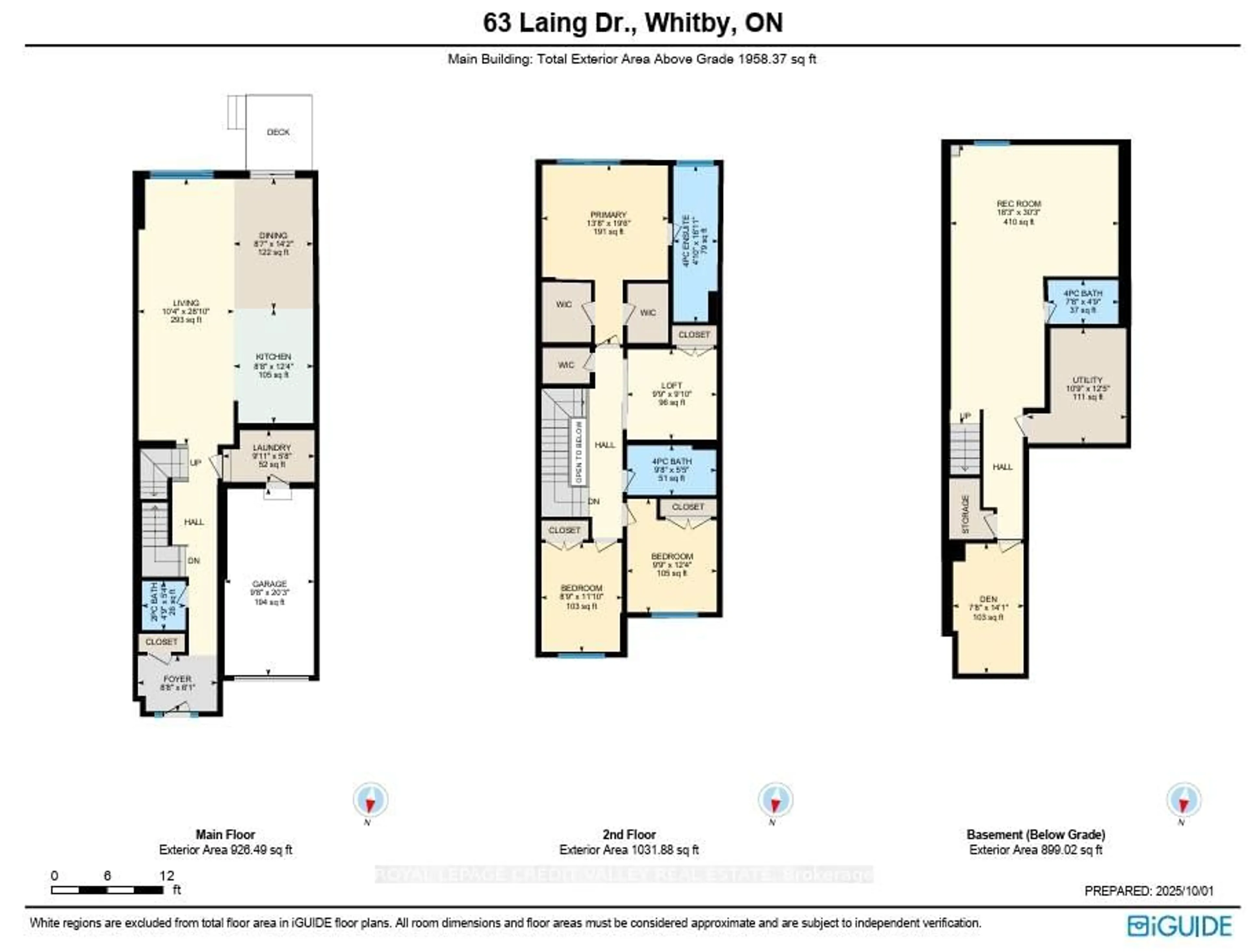 Floor plan for 63 Laing Dr, Whitby Ontario L1P 0N6