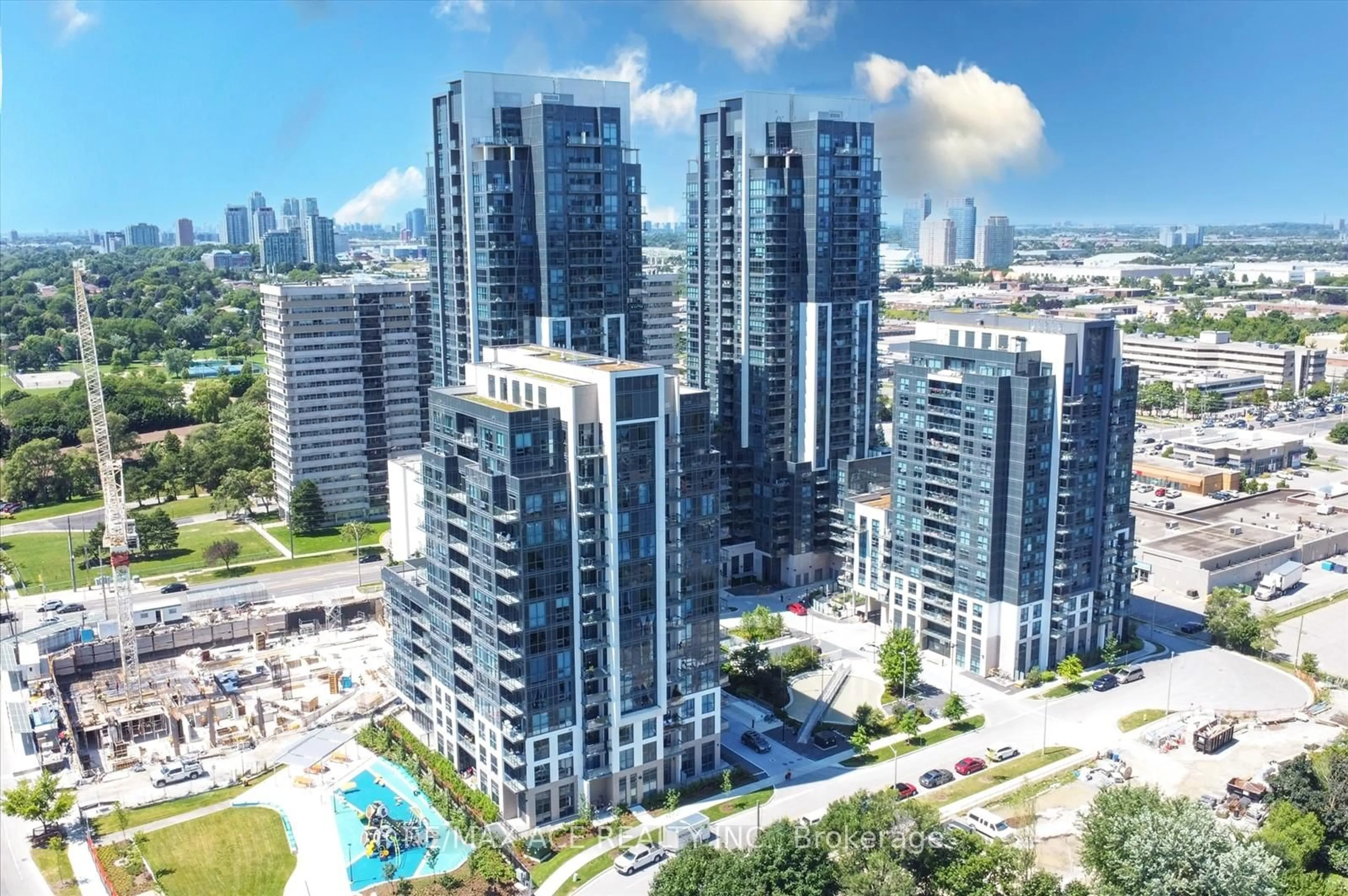 A pic from outside/outdoor area/front of a property/back of a property/a pic from drone, city buildings view from balcony for 20 Meadowglen Pl #2606, Toronto Ontario M1G 0A9