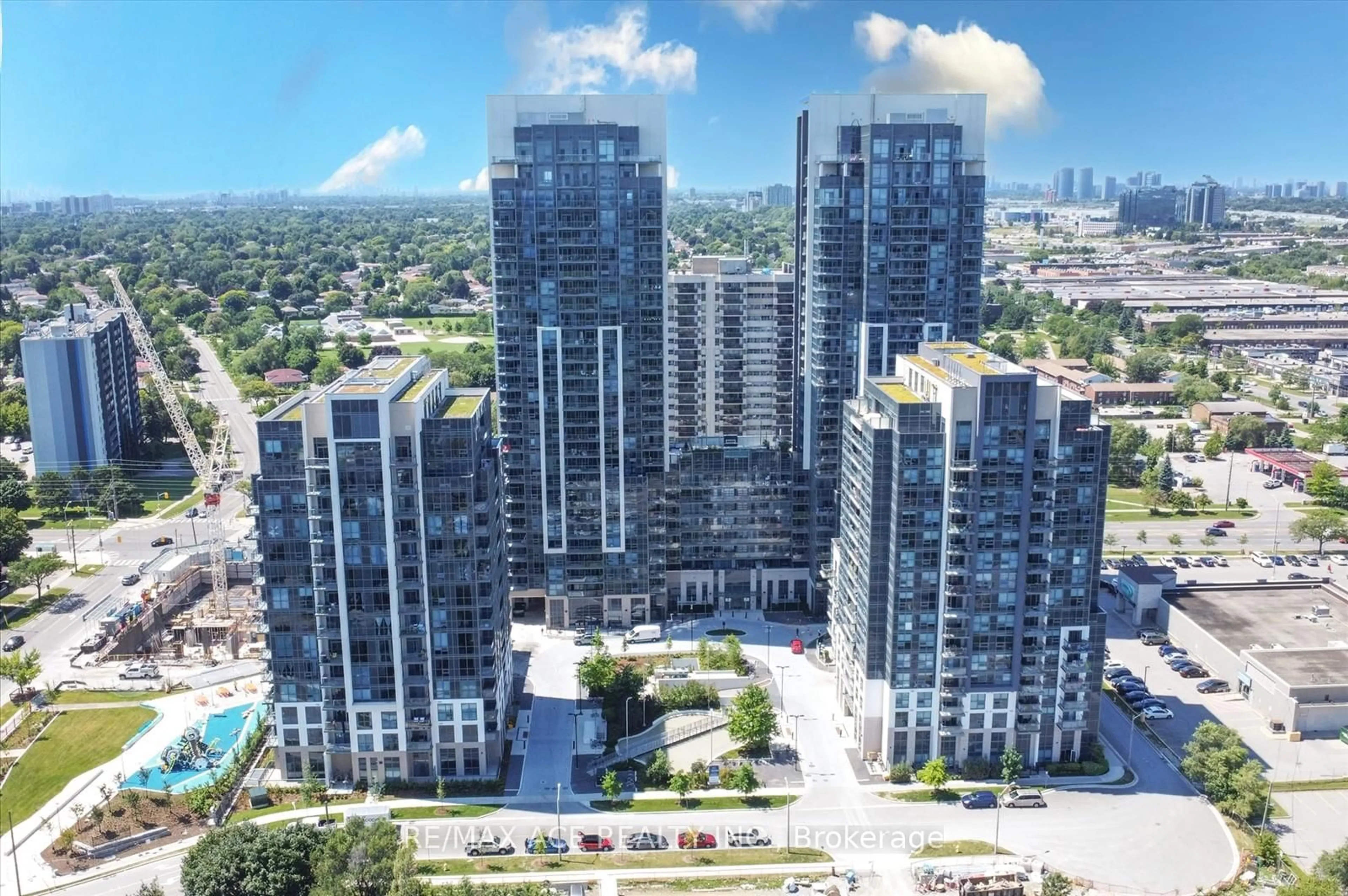 A pic from outside/outdoor area/front of a property/back of a property/a pic from drone, city buildings view from balcony for 20 Meadowglen Pl #2606, Toronto Ontario M1G 0A9