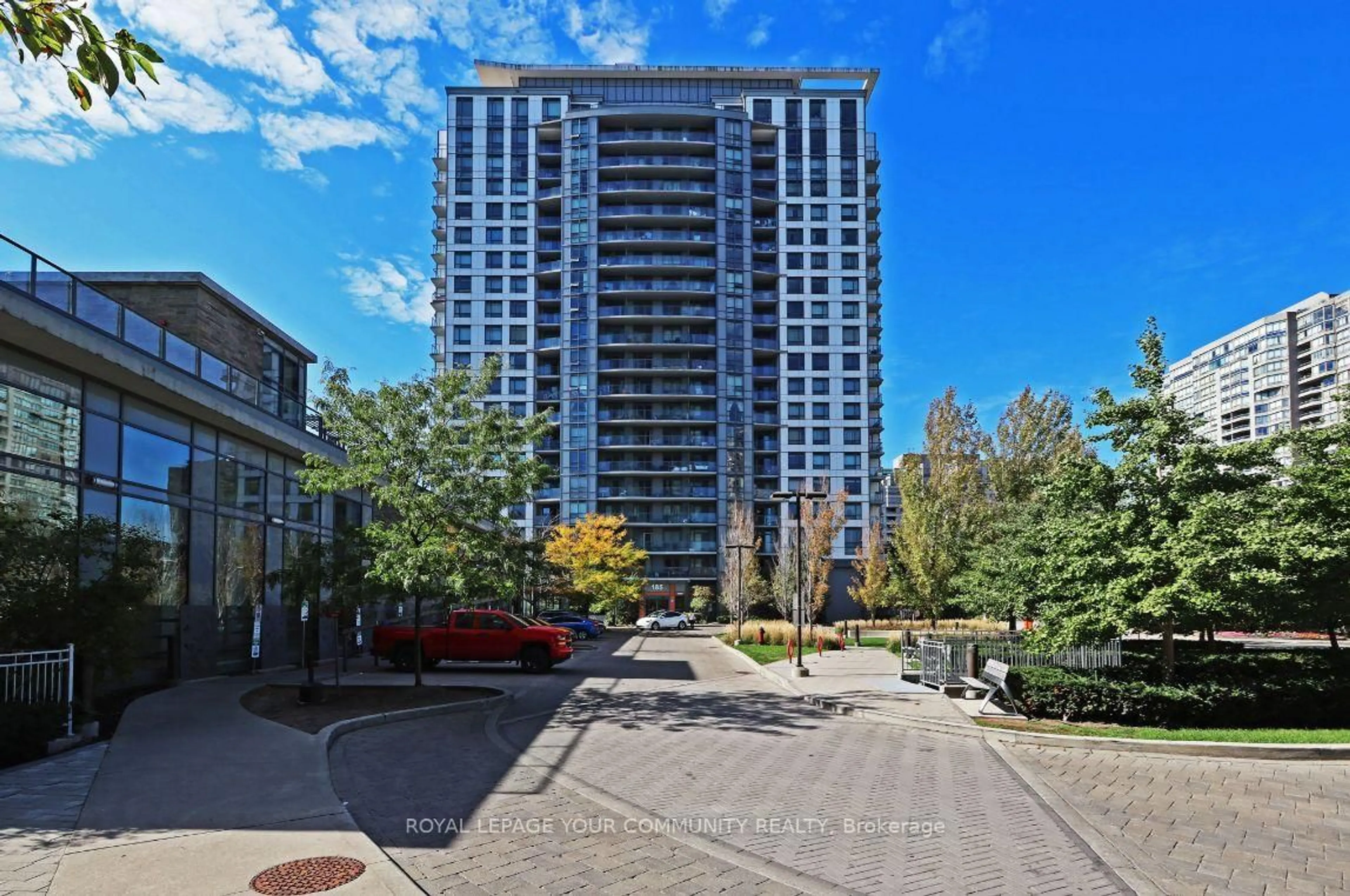 Patio, city buildings view from balcony for 185 Bonis Ave #2010, Toronto Ontario M1T 0A4