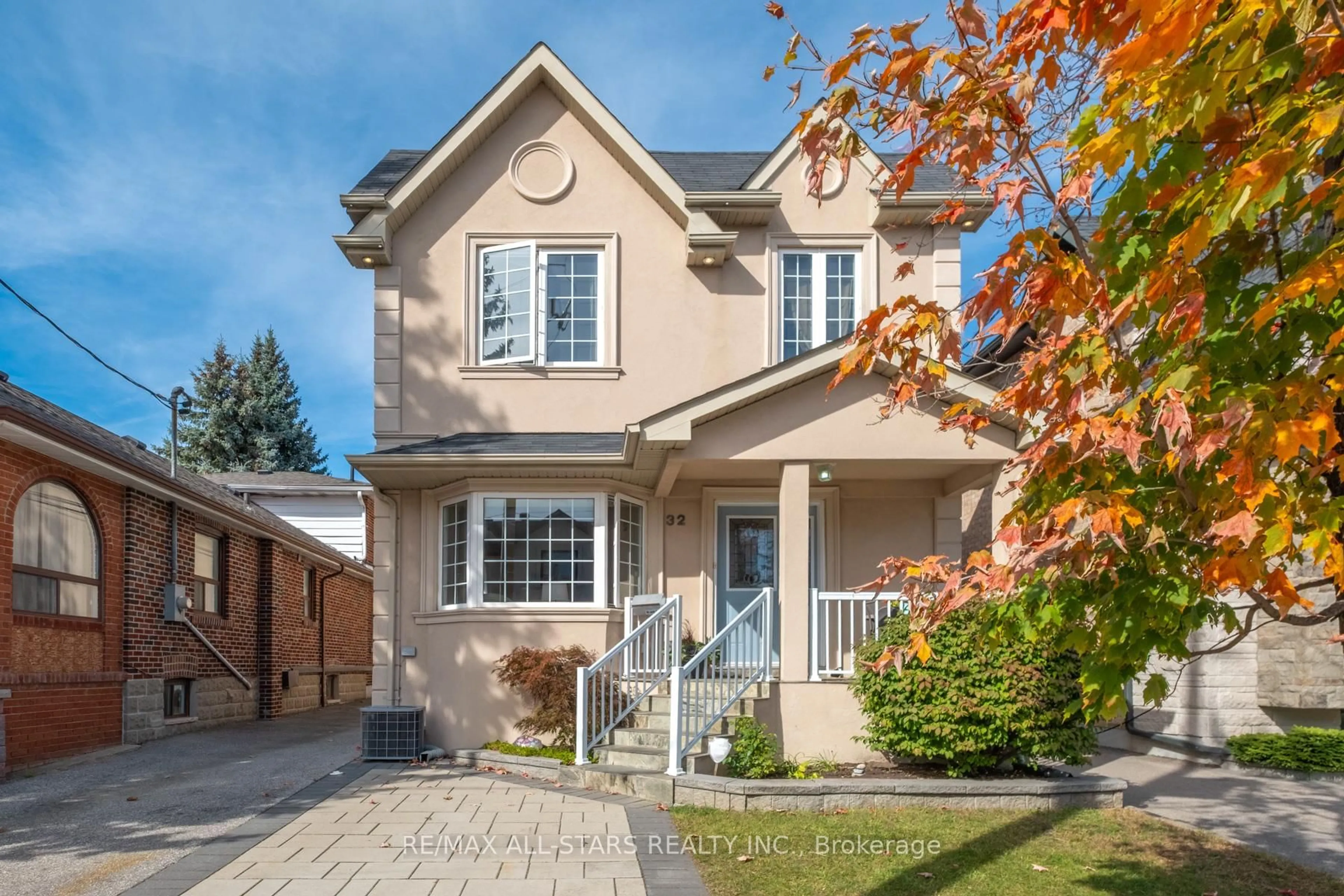Home with brick exterior material, street for 32 Barker Ave, Toronto Ontario M4C 2N3