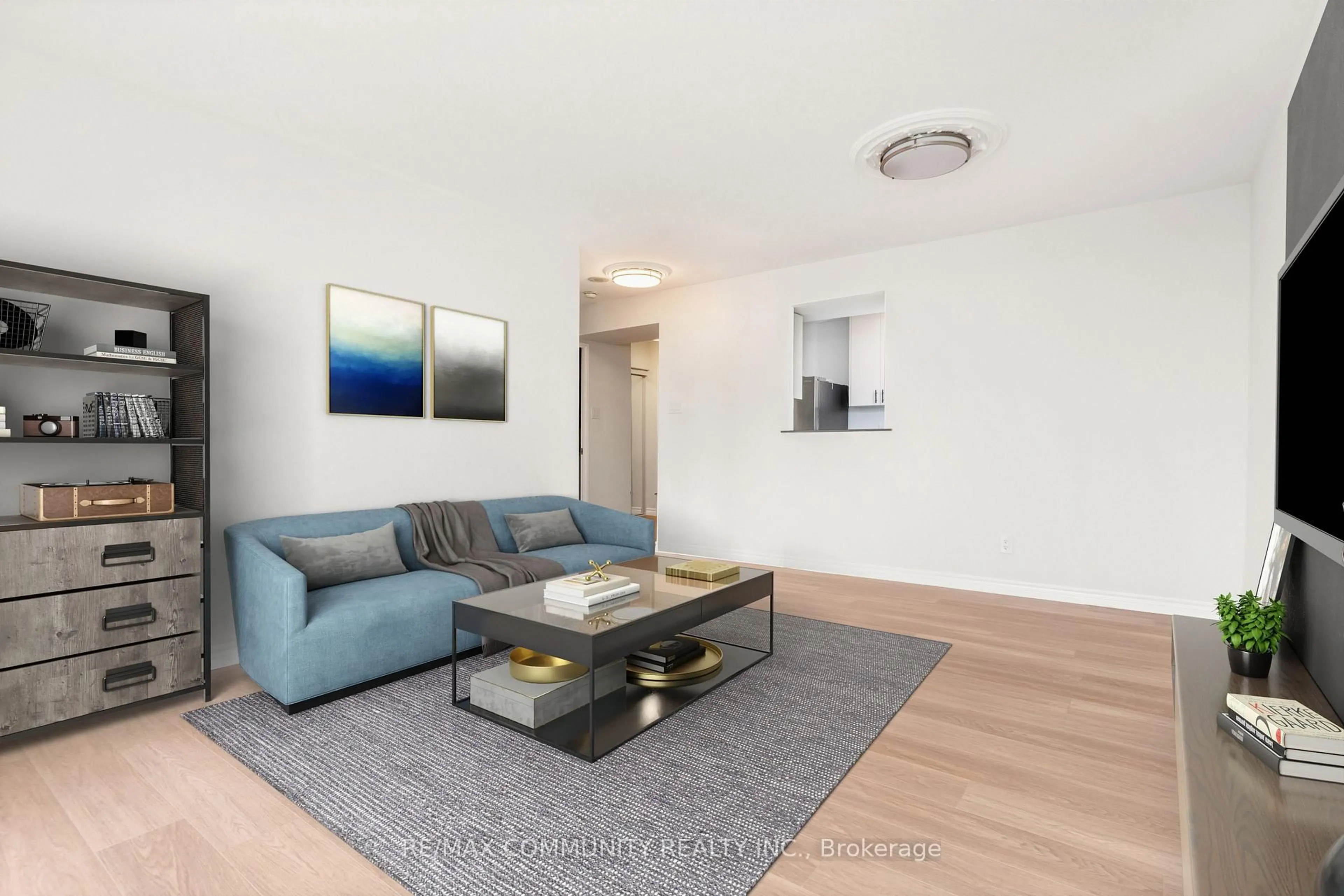 Living room with furniture, wood/laminate floor for 330 Mccowan Rd #501, Toronto Ontario M1J 3N3