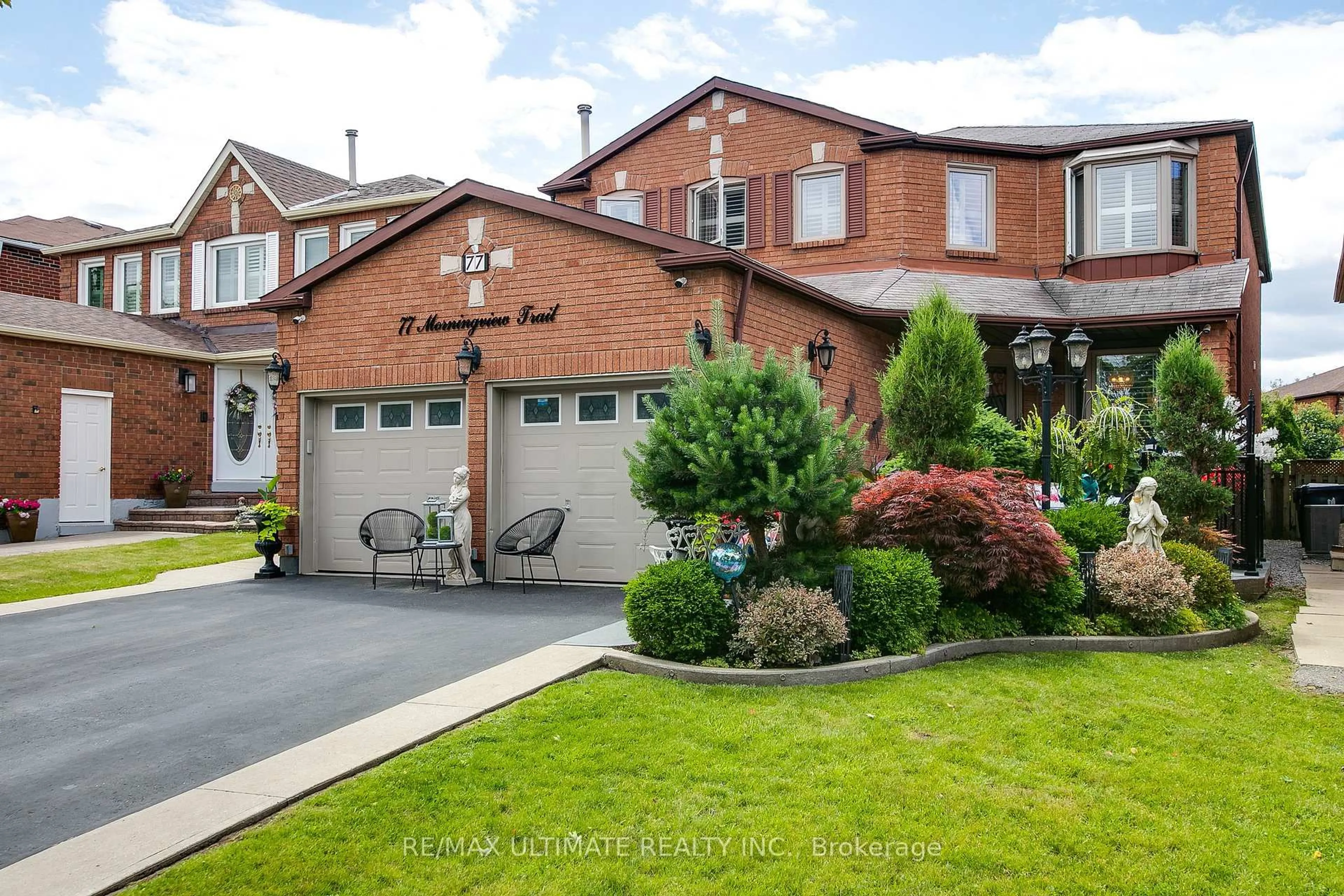 Home with brick exterior material, street for 77 Morningview Tr, Toronto Ontario M4G 3C1