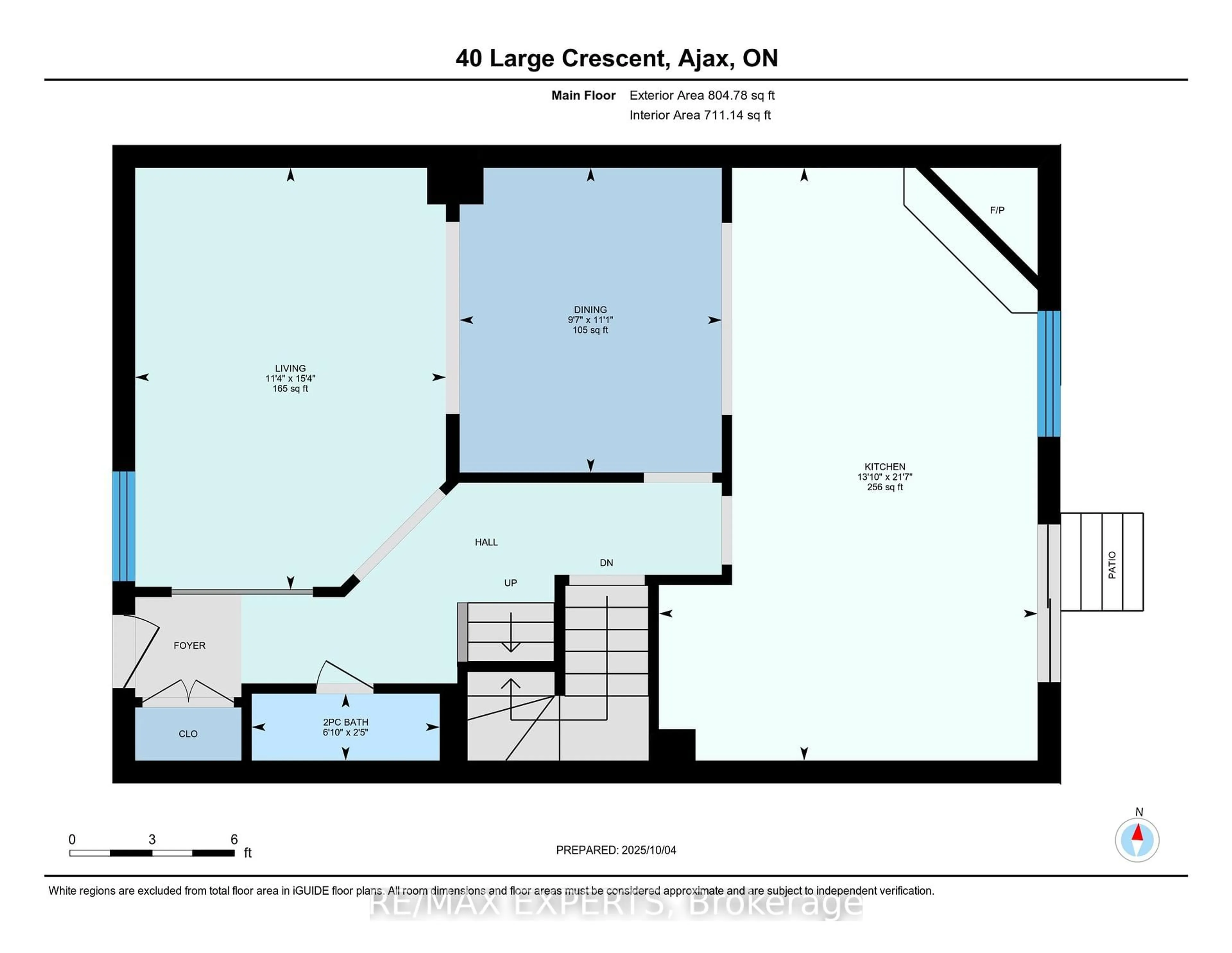 Floor plan for 40 Large Cres, Ajax Ontario L1T 2S9