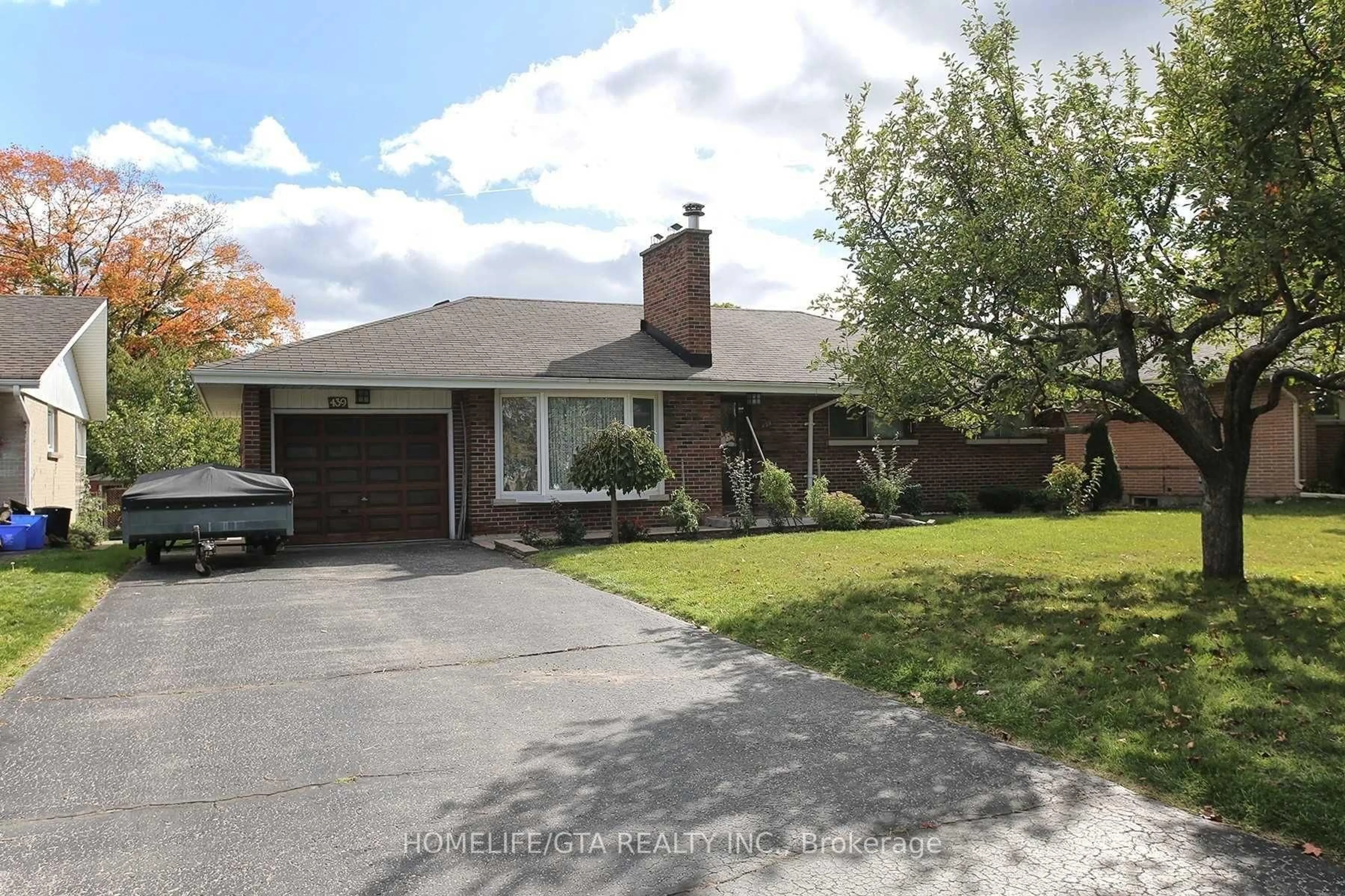 Home with brick exterior material, street for 439 Rossland Rd, Oshawa Ontario L1J 3G9