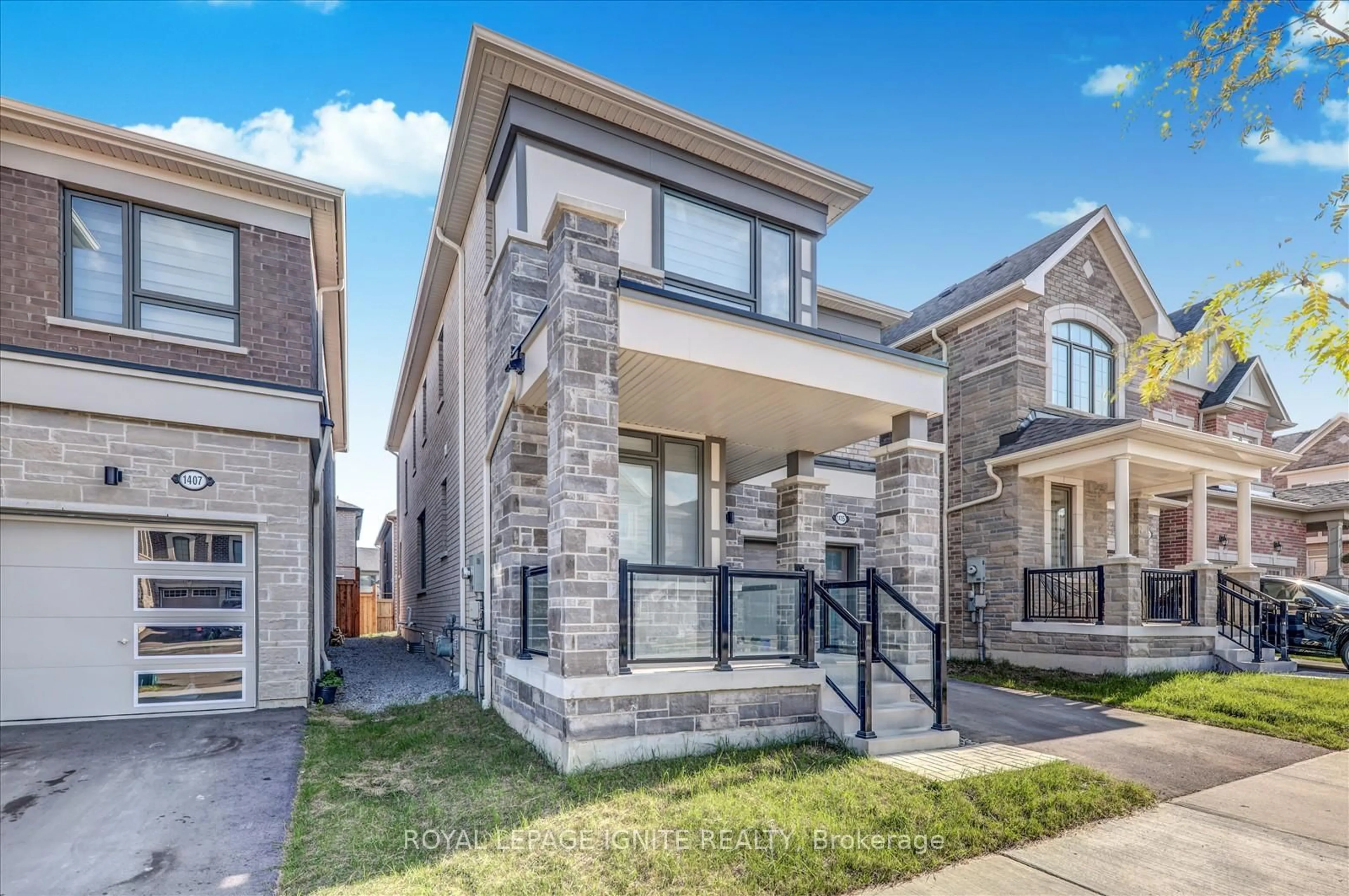 Home with brick exterior material, street for 1405 Longspur Tr, Pickering Ontario L1X 0N2