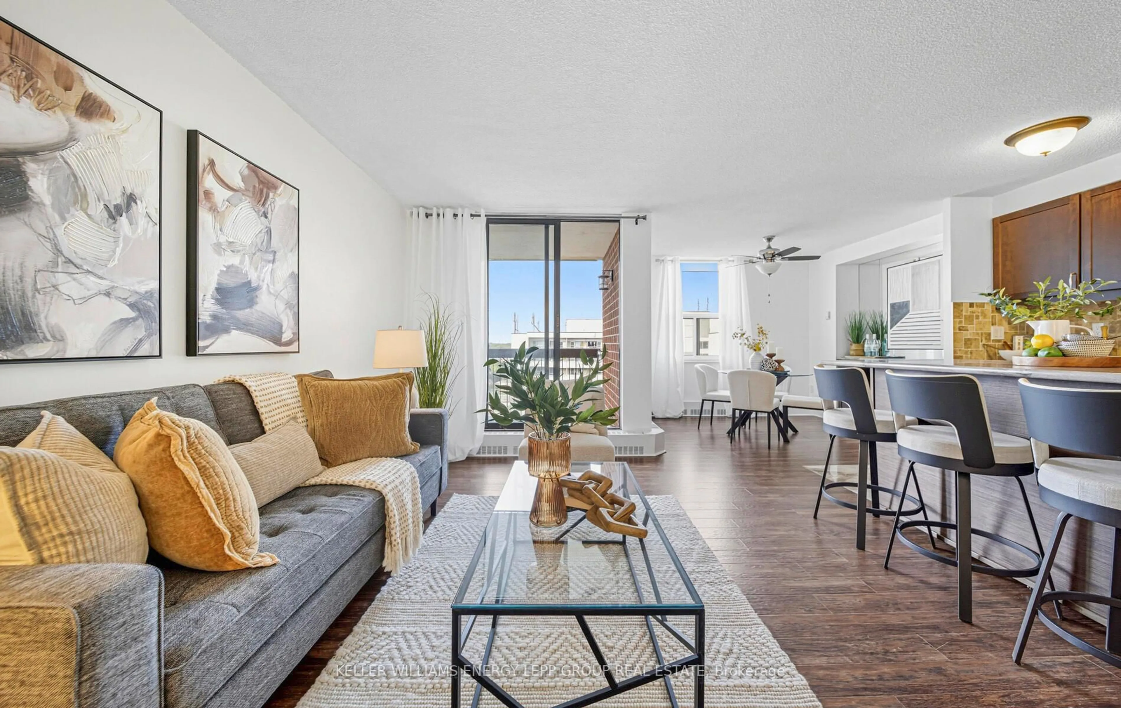 Living room with furniture, unknown for 90 Ling Rd #1508, Toronto Ontario M1E 4Y3