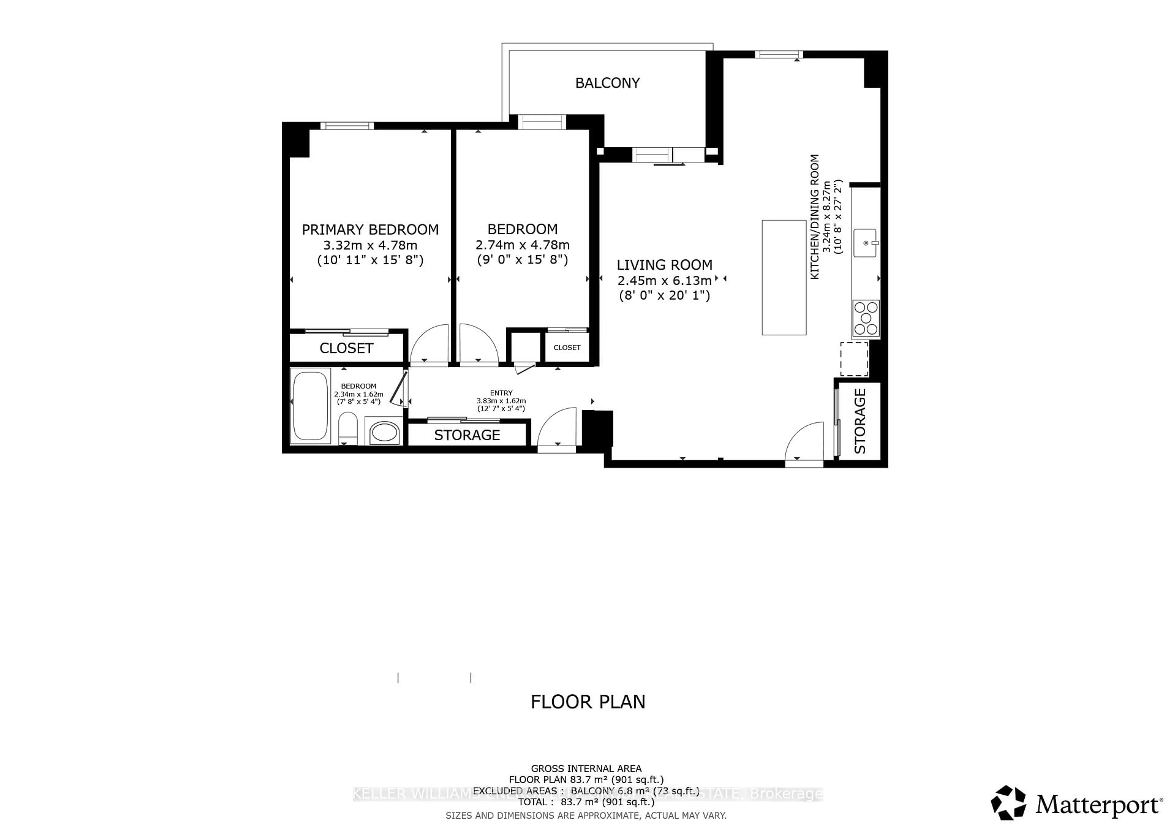 Floor plan for 90 Ling Rd #1508, Toronto Ontario M1E 4Y3