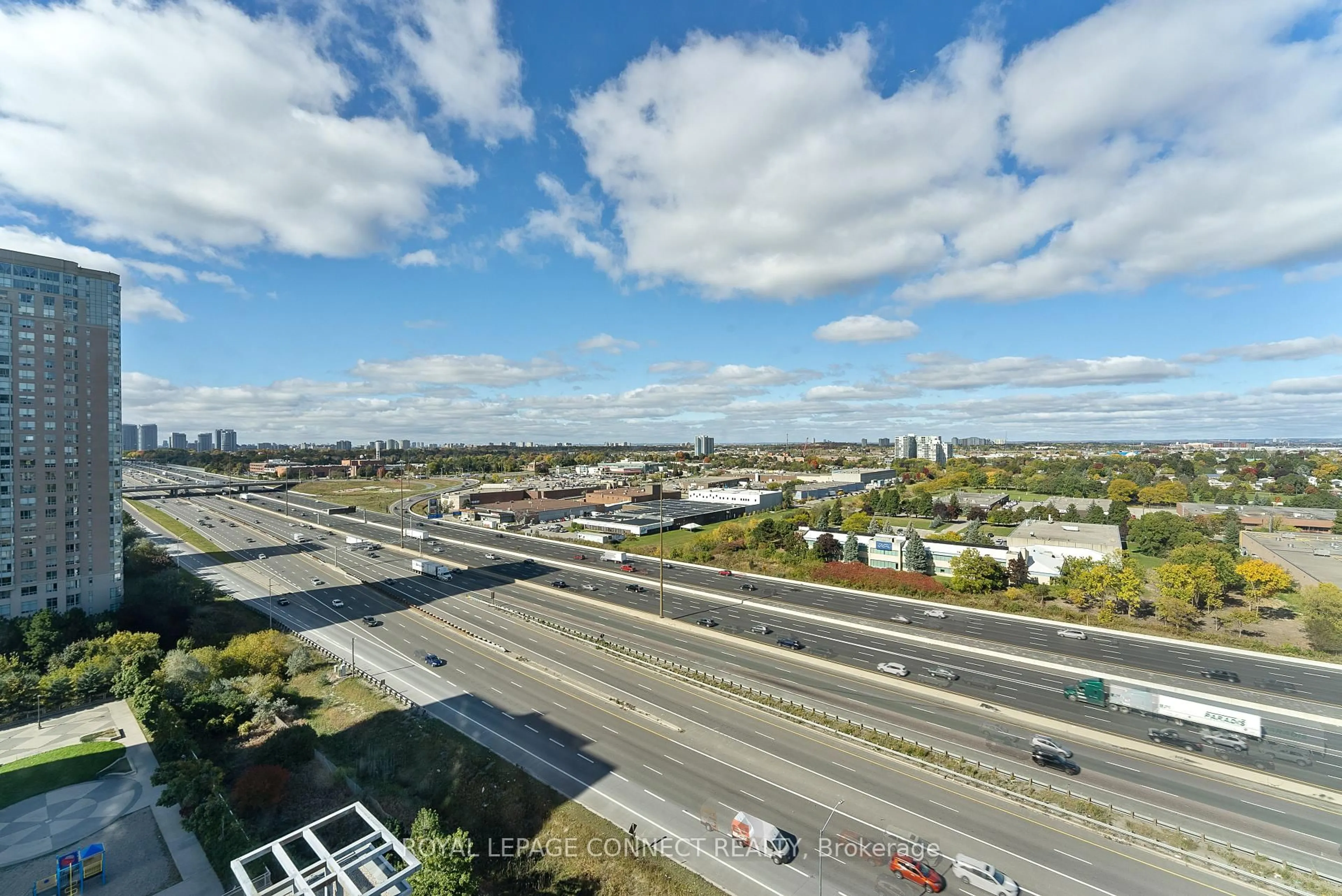 A pic from outside/outdoor area/front of a property/back of a property/a pic from drone, city buildings view from balcony for 36 Lee Centre Dr #1712, Toronto Ontario M1H 3K2
