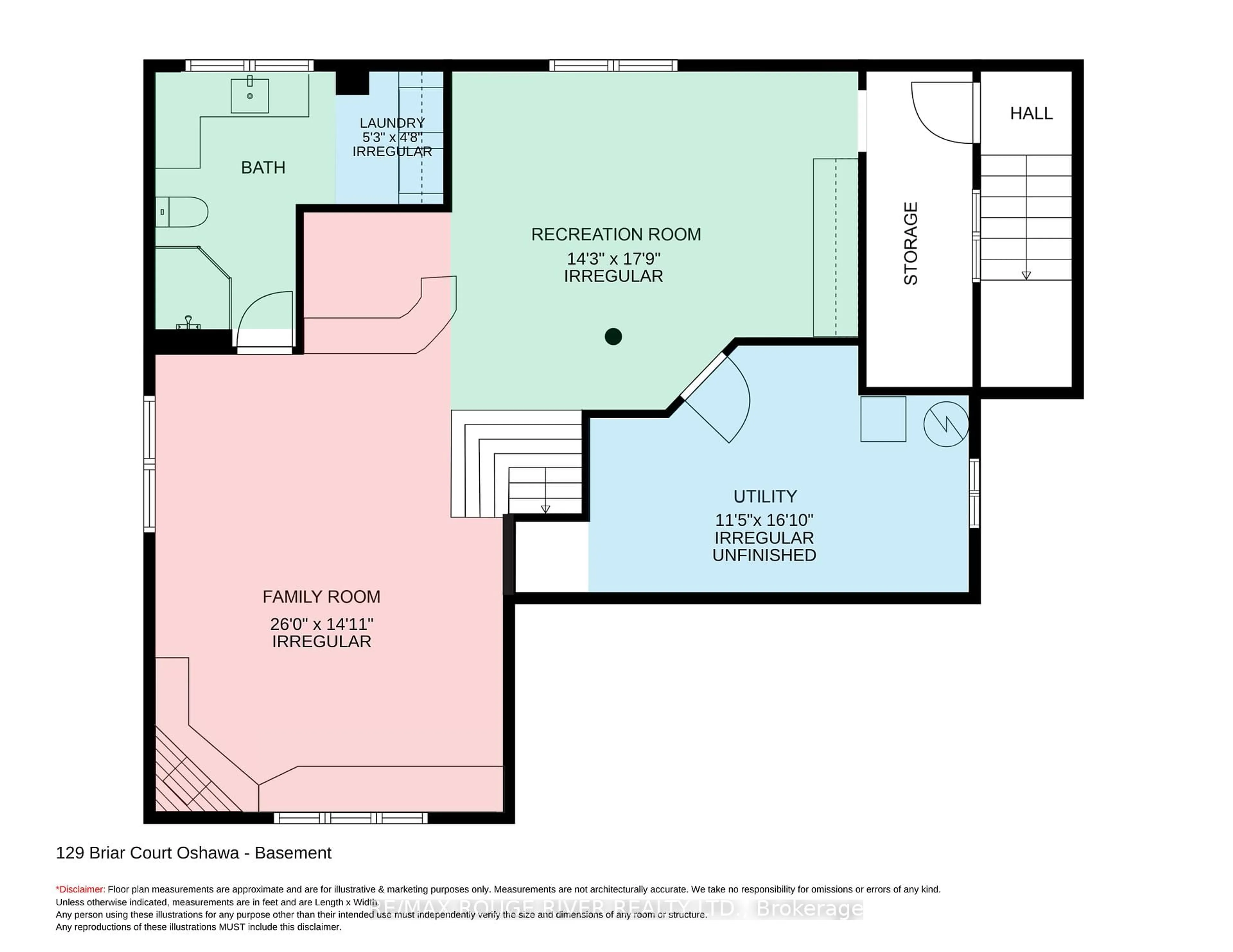 Floor plan for 129 Briar Crt, Oshawa Ontario L1G 6M4