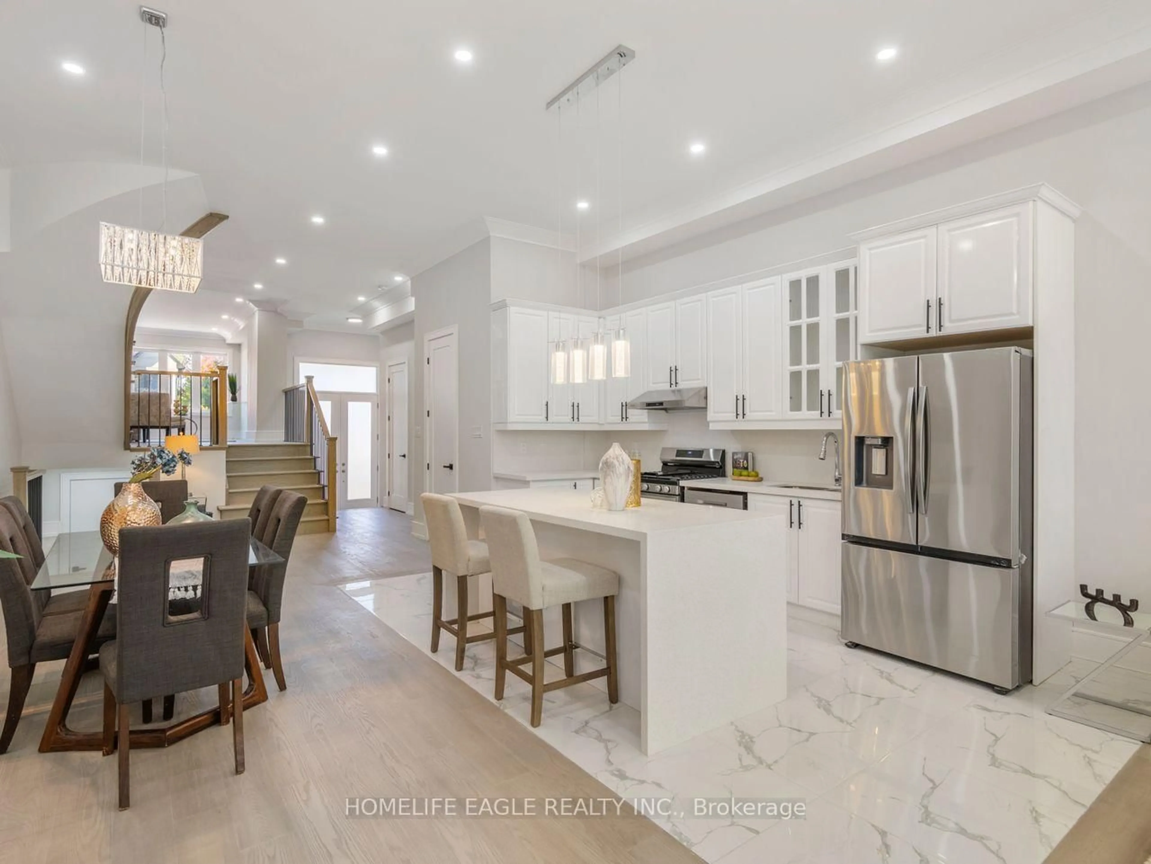 Open concept kitchen, ceramic/tile floor for 15 Malta St, Toronto Ontario M1N 2L2