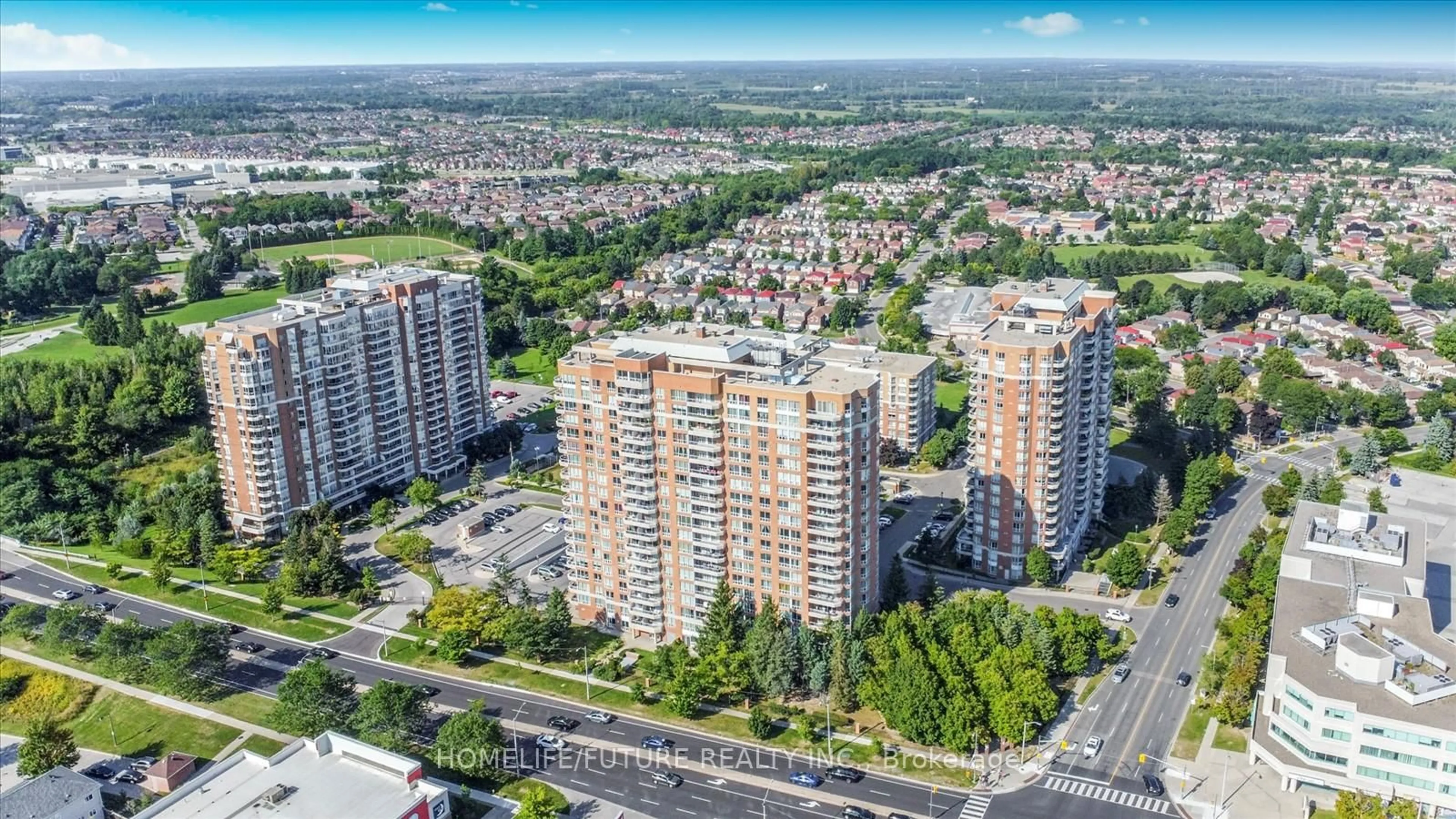 A pic from outside/outdoor area/front of a property/back of a property/a pic from drone, city buildings view from balcony for 400 Mclevin Ave #710, Toronto Ontario M1B 5J4