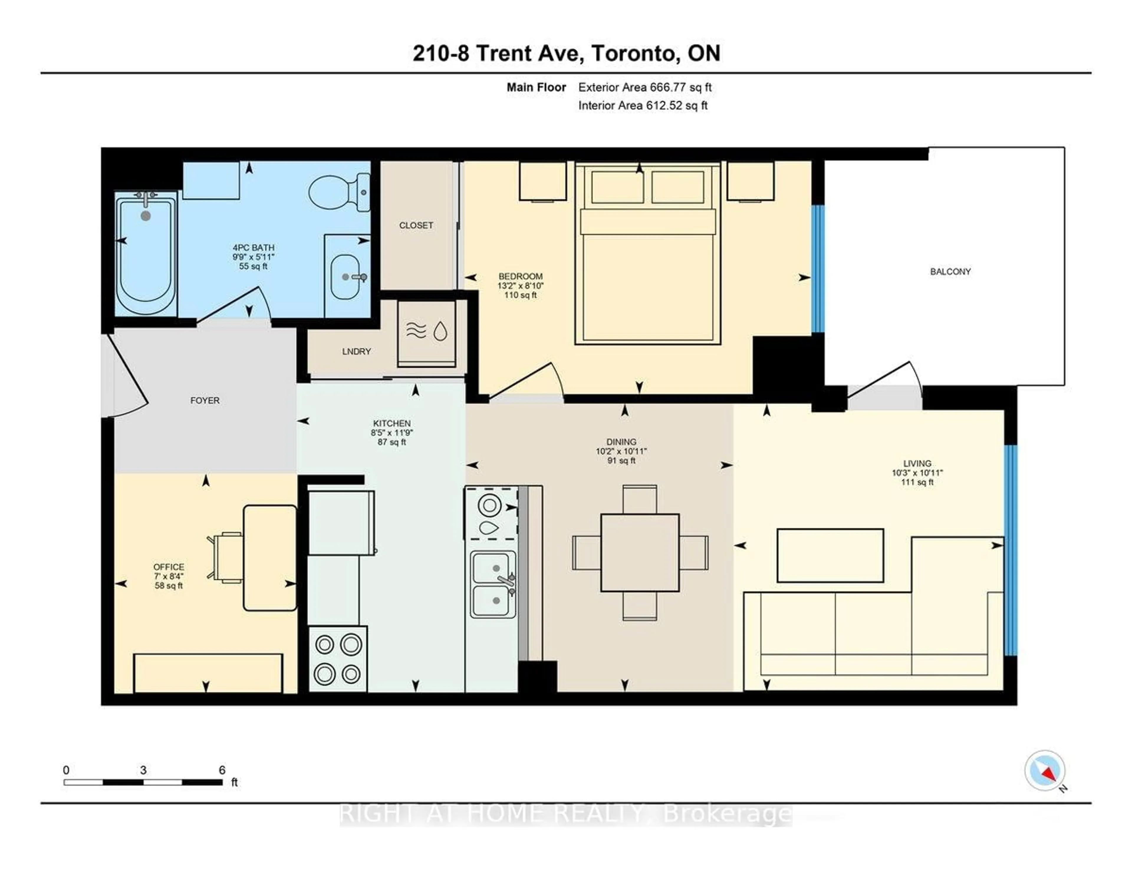 Floor plan for 8 Trent Ave #210, Toronto Ontario M4C 0A6