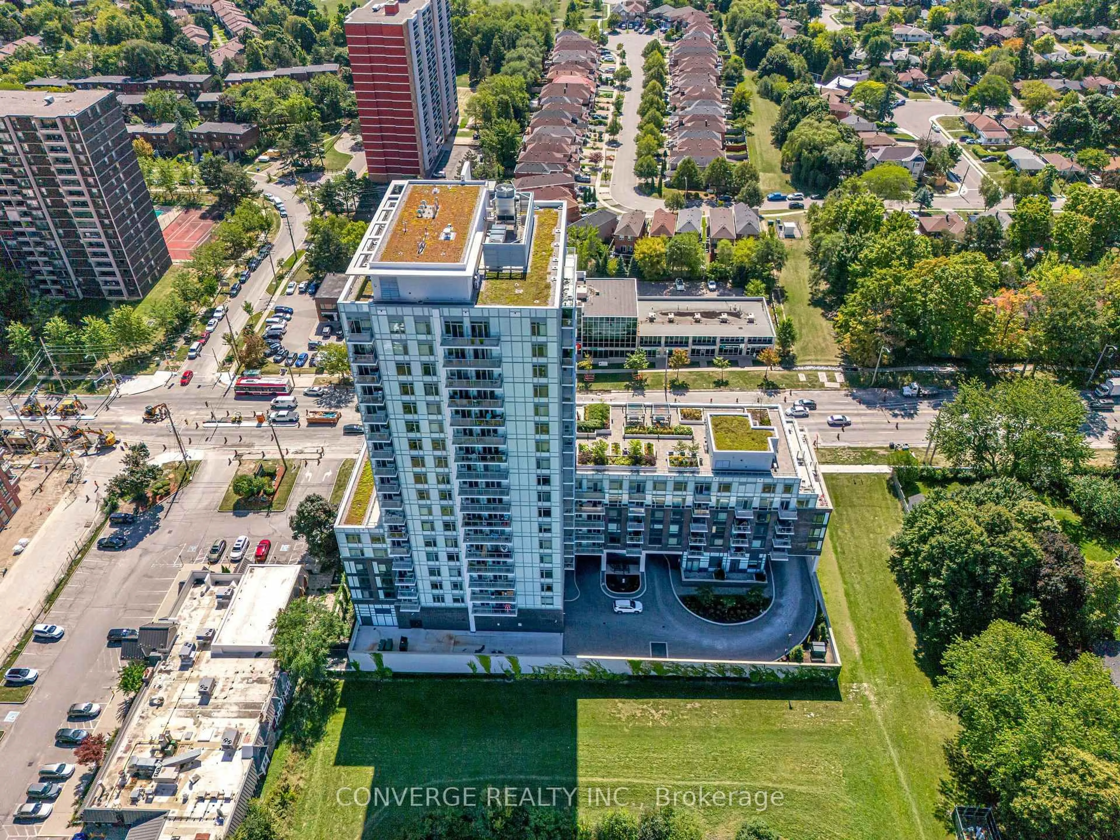 A pic from outside/outdoor area/front of a property/back of a property/a pic from drone, city buildings view from balcony for 3220 Sheppard Ave #1310, Toronto Ontario M1T 0B7