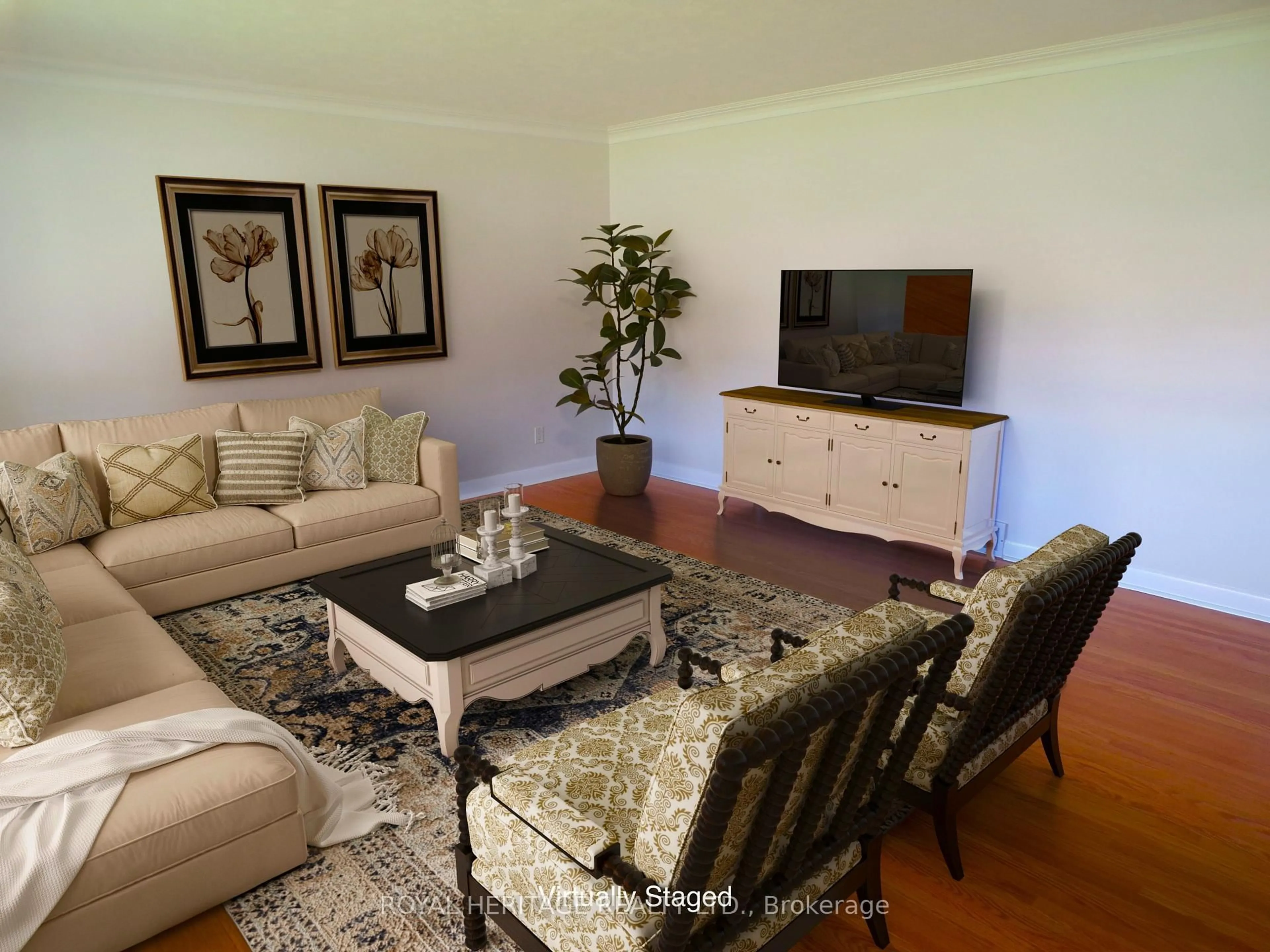 Living room with furniture, wood/laminate floor for 12 Darlington Blvd, Clarington Ontario L1E 2J7