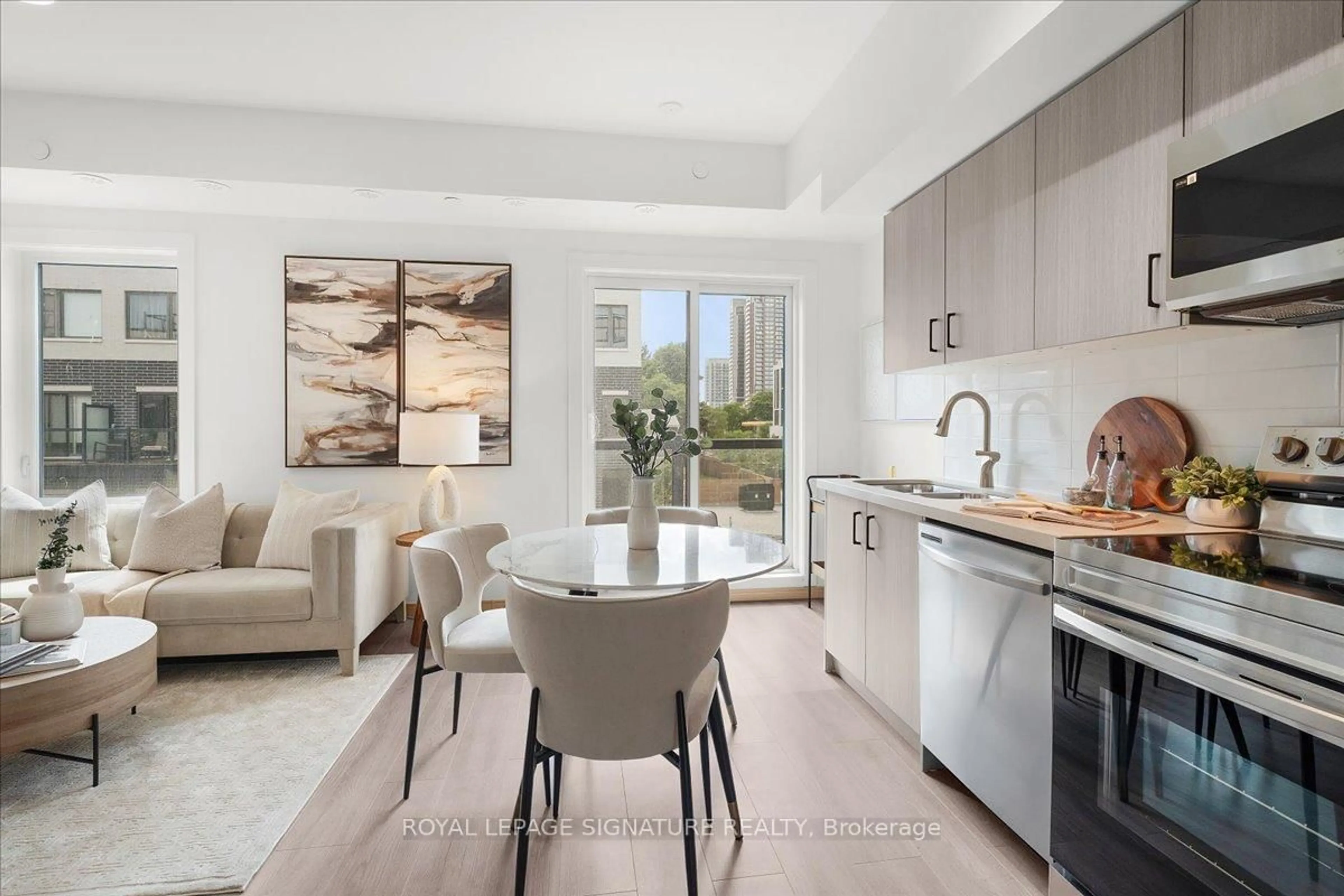Open concept kitchen, ceramic/tile floor for 3427 Sheppard Ave #306, Toronto Ontario M1T 3K5