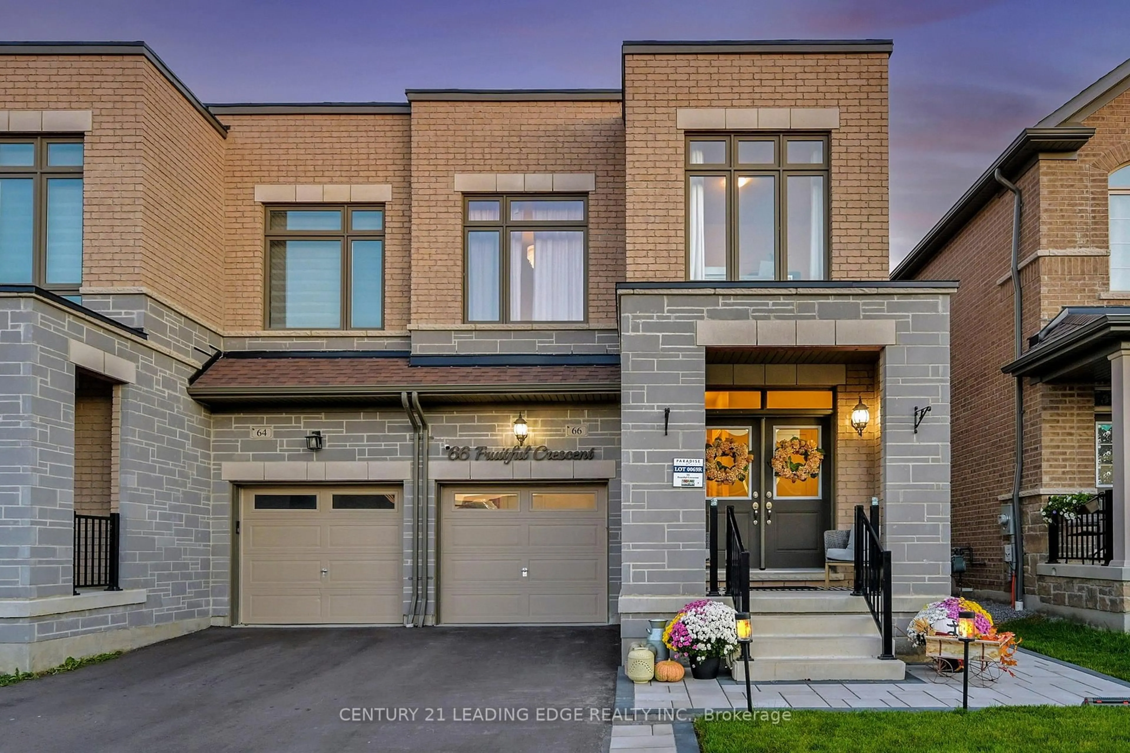 Home with brick exterior material, street for 66 Fruitful Cres, Whitby Ontario L1P 0N3