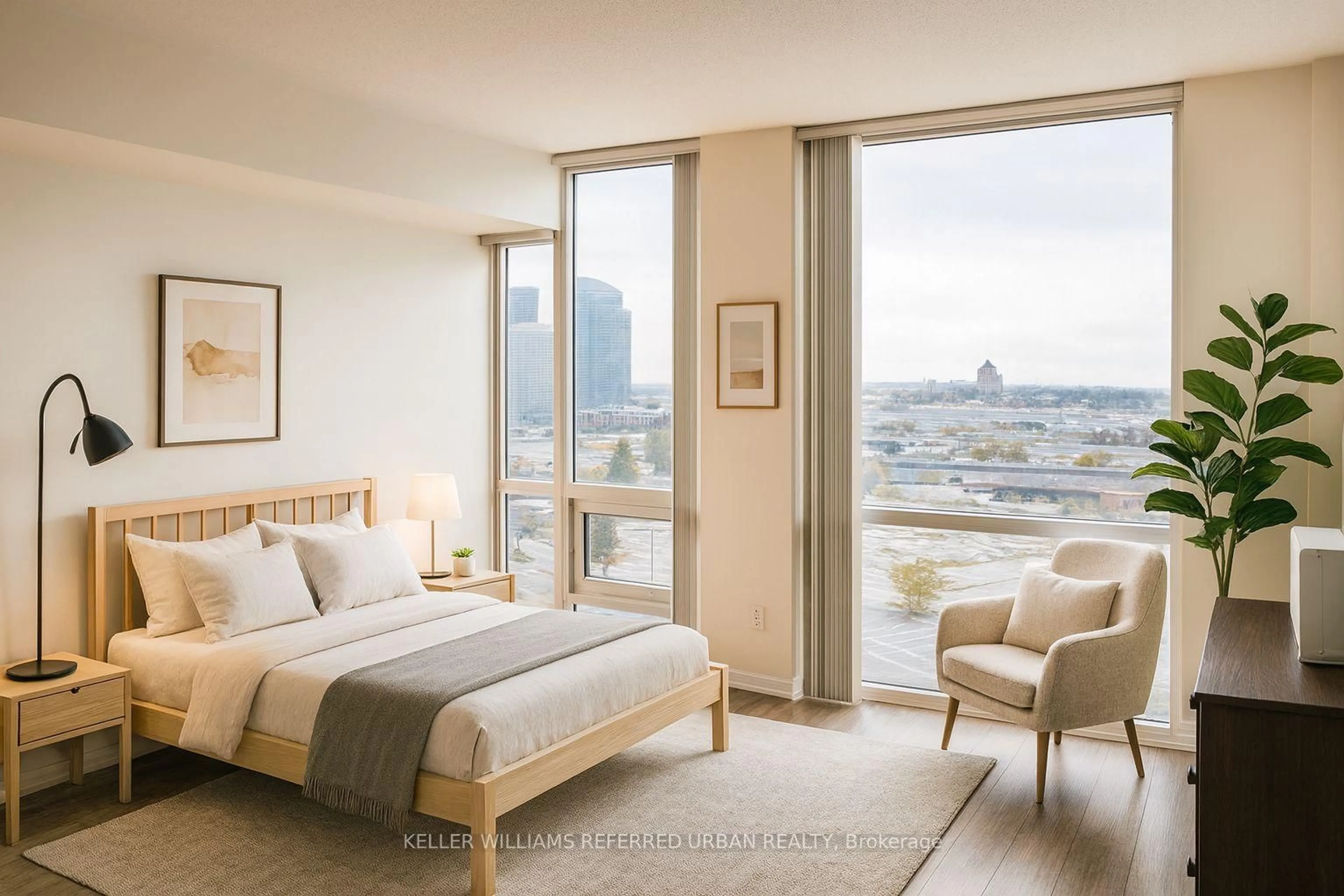 Bedroom with bed, unknown for 88 Grangeway Ave #1608, Toronto Ontario M1H 0A2