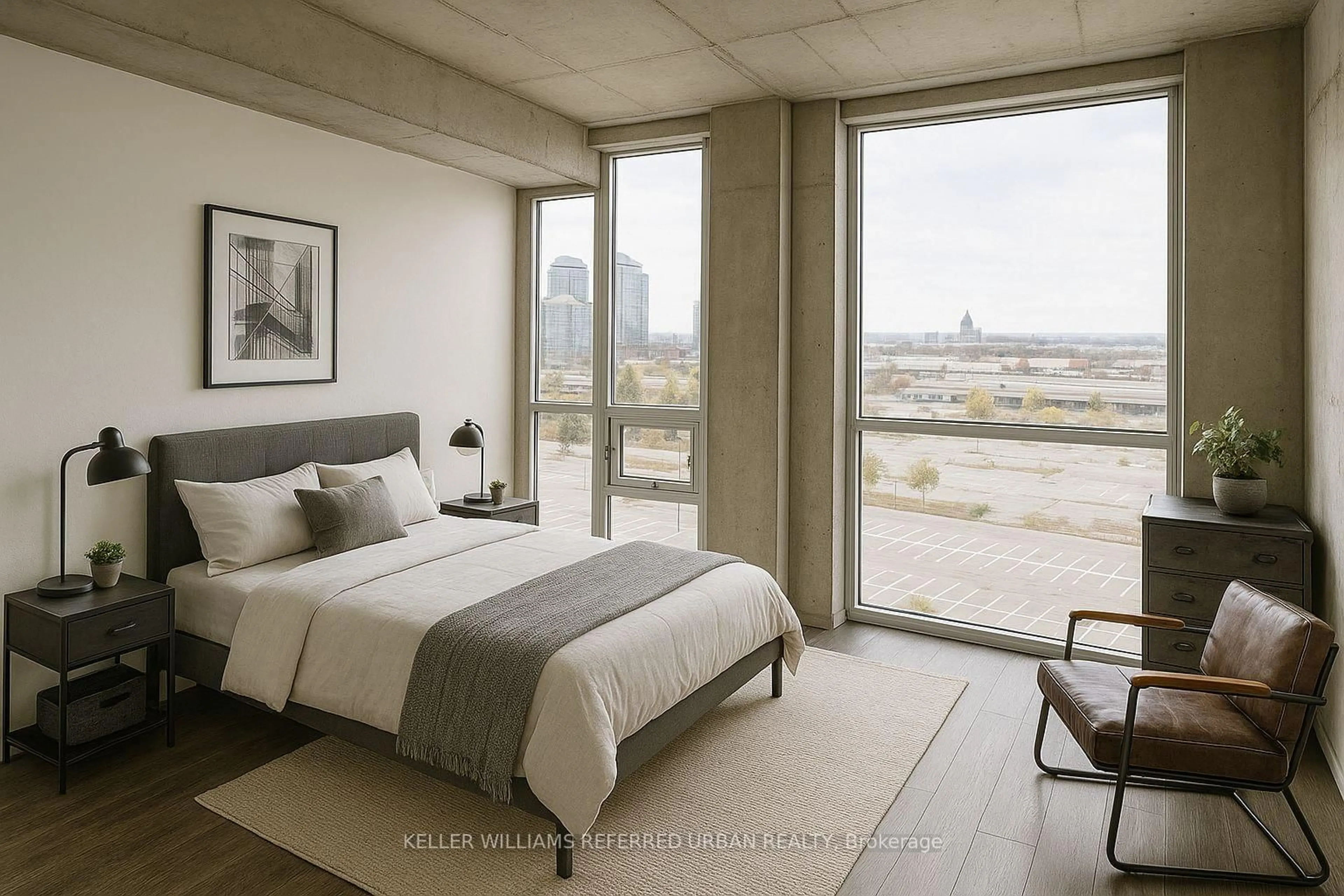 Bedroom with bed, unknown for 88 Grangeway Ave #1608, Toronto Ontario M1H 0A2