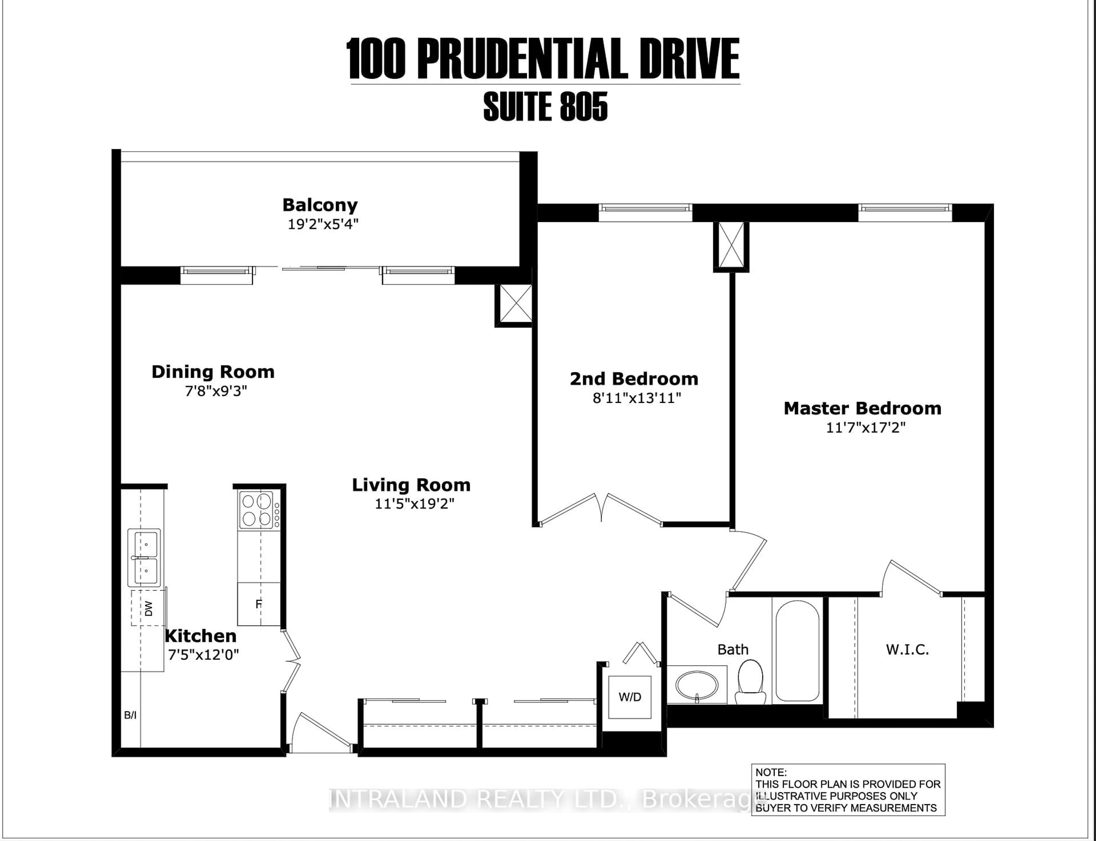 Floor plan for 100 Prudential Dr #805, Toronto Ontario M1P 4V4