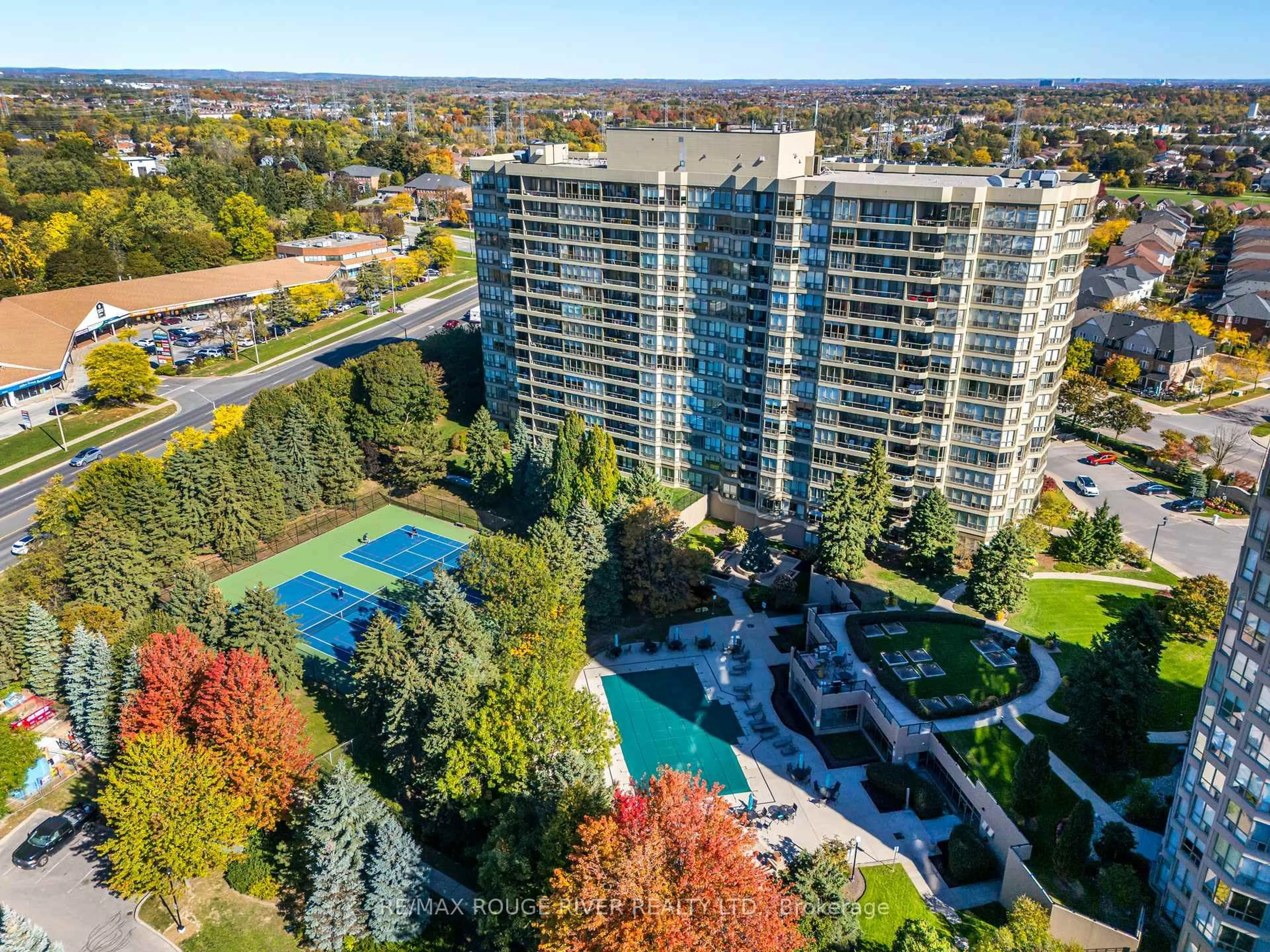 A pic from outside/outdoor area/front of a property/back of a property/a pic from drone, city buildings view from balcony for 1890 Valley Farm Rd #1115, Pickering Ontario L1V 6B4