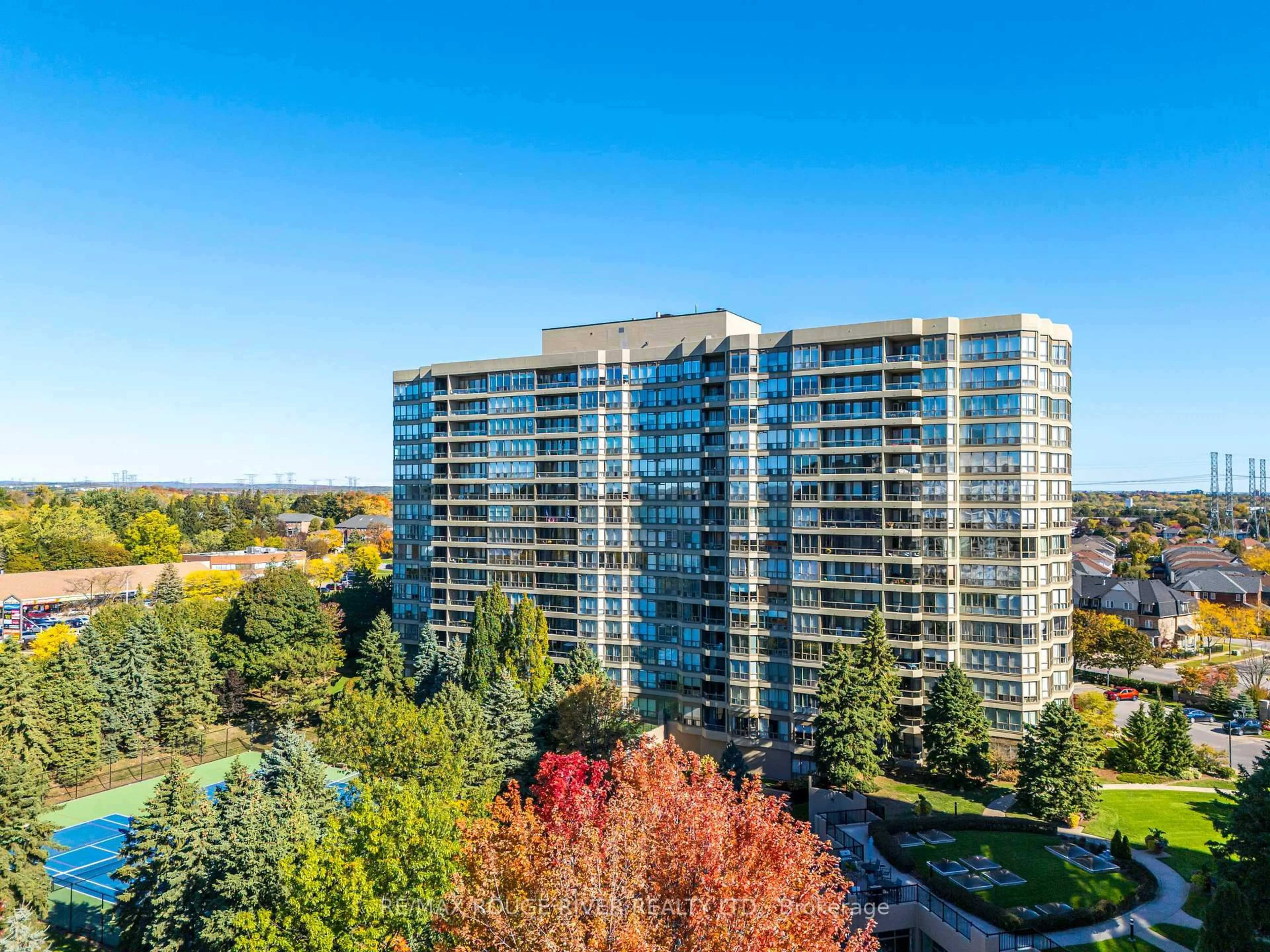 A pic from outside/outdoor area/front of a property/back of a property/a pic from drone, city buildings view from balcony for 1890 Valley Farm Rd #1115, Pickering Ontario L1V 6B4