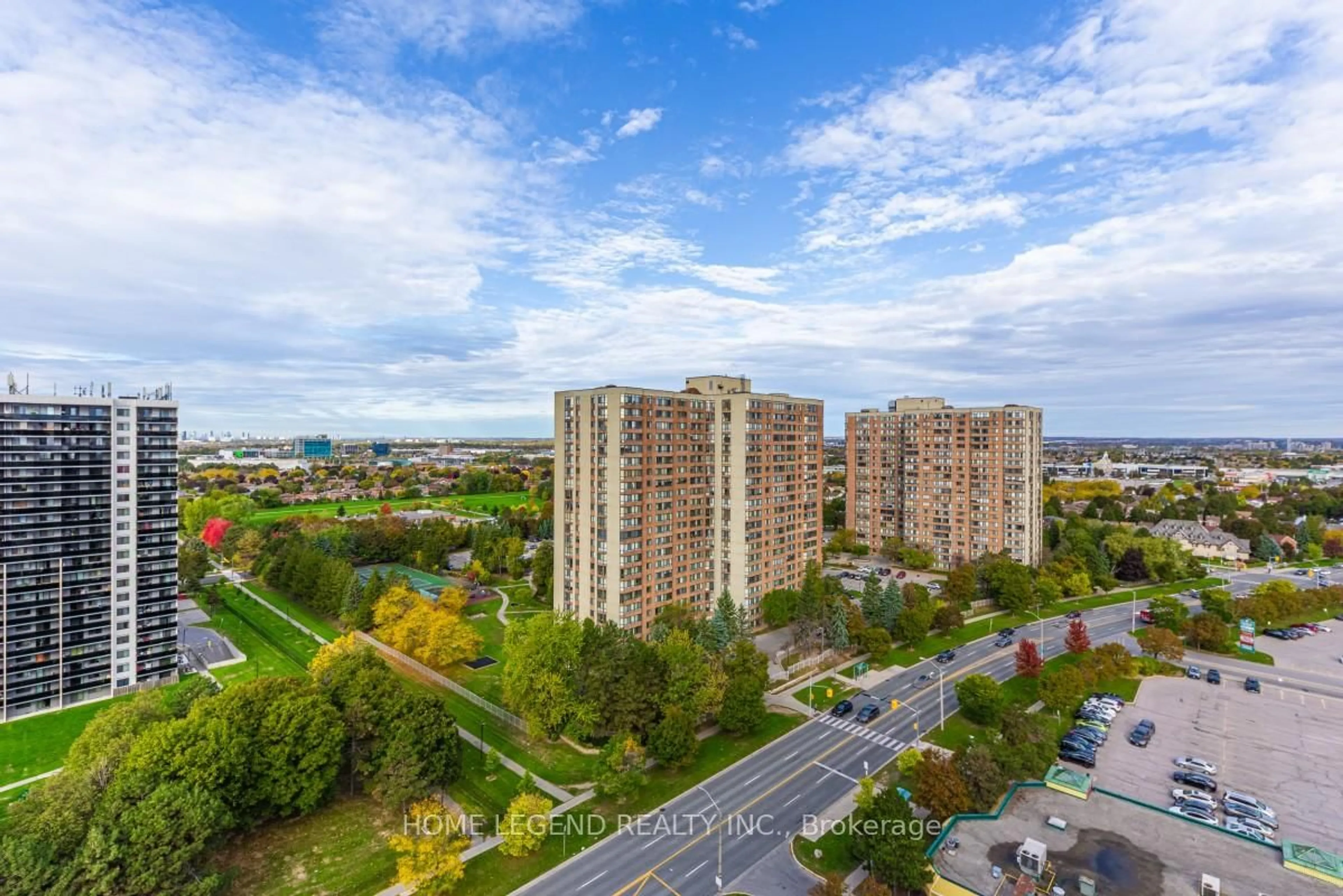A pic from outside/outdoor area/front of a property/back of a property/a pic from drone, city buildings view from balcony for 275 Bamburgh Circ #PH09, Toronto Ontario M1W 3X4