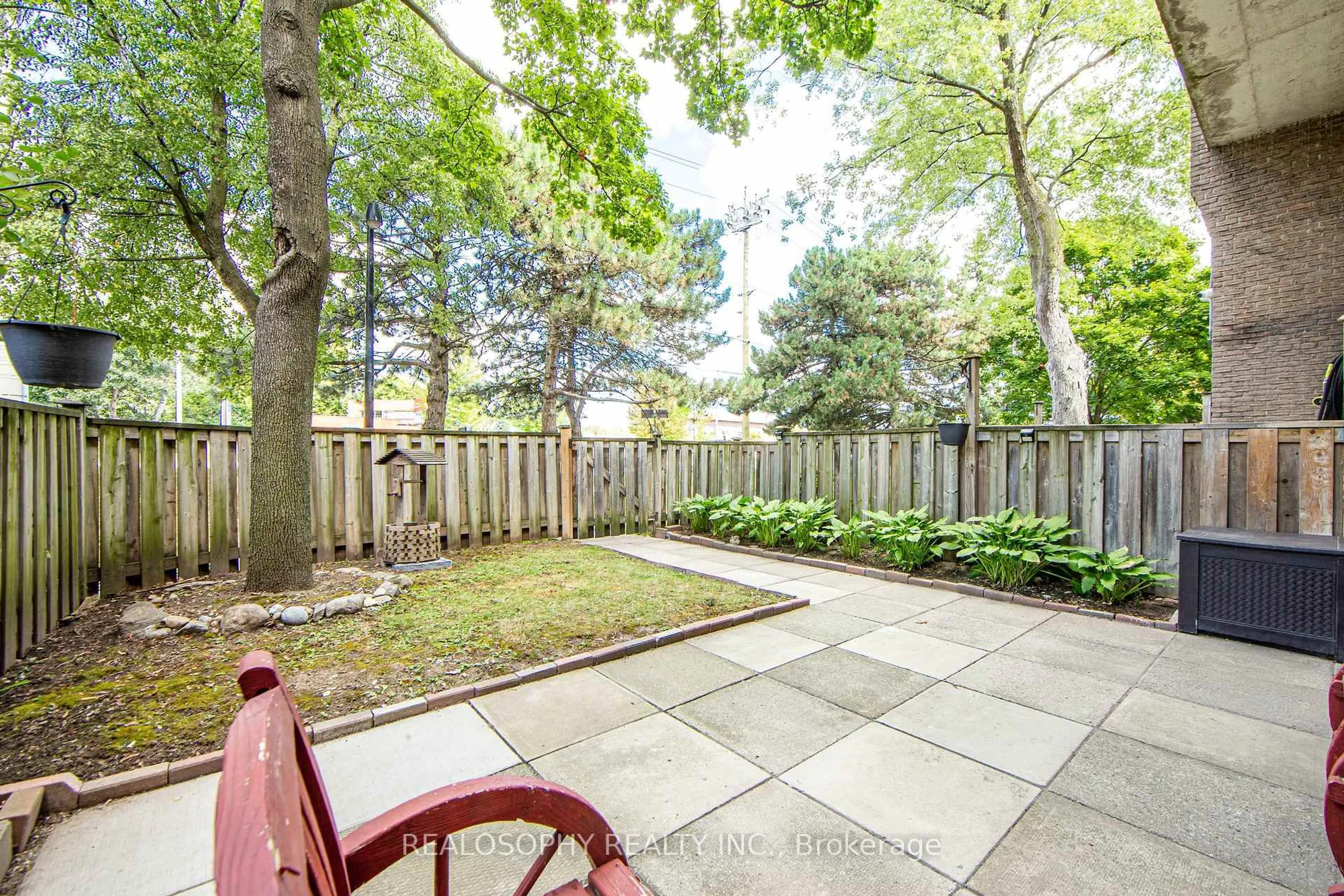 Patio, forest/trees view for 91 Muir Dr #85, Toronto Ontario M1M 3T7