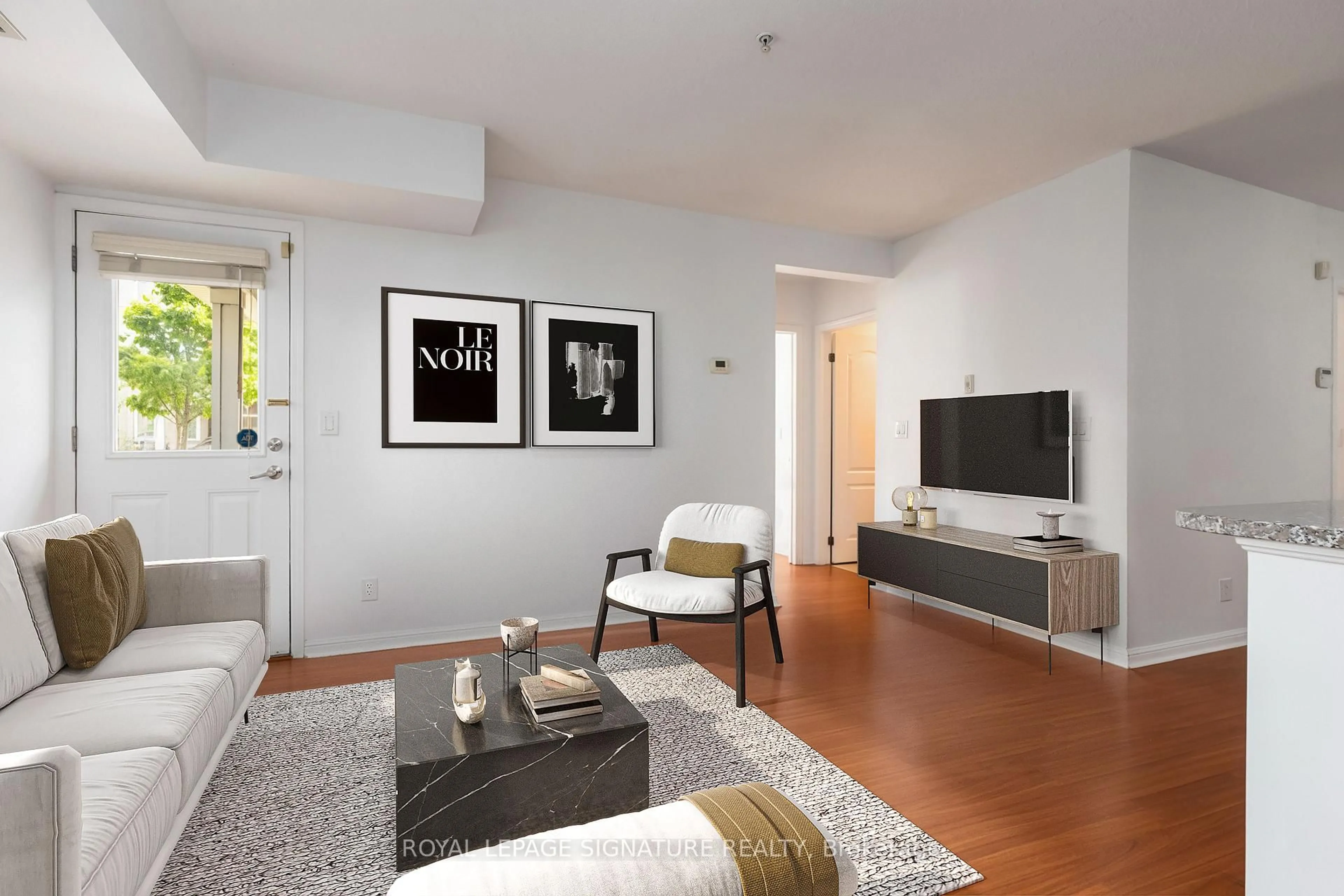 Living room with furniture, unknown for 60 Mendelssohn St #121, Toronto Ontario M1L 0G9