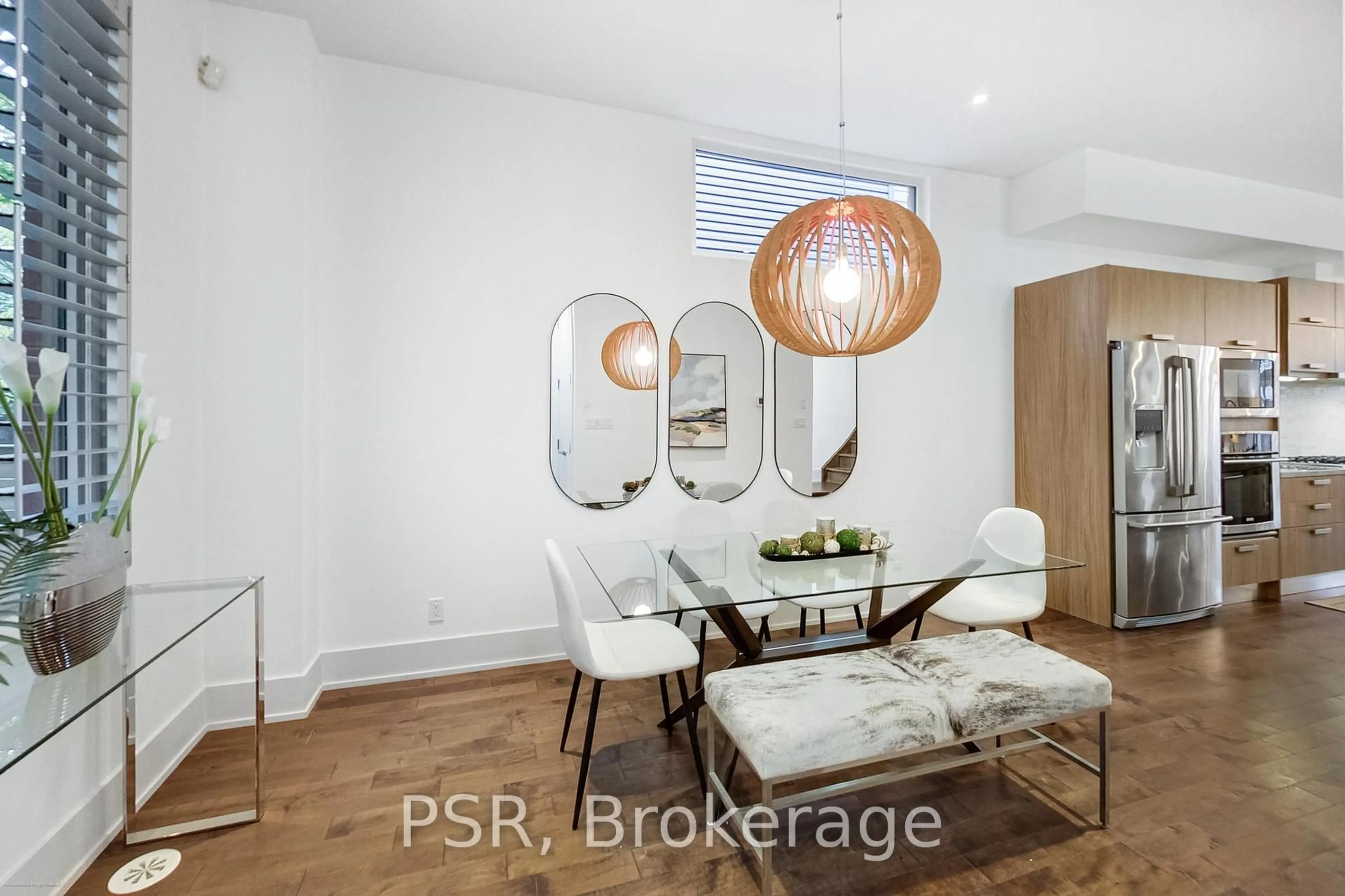 Dining room, wood/laminate floor for 50 Boulton Ave, Toronto Ontario M4M 0B5