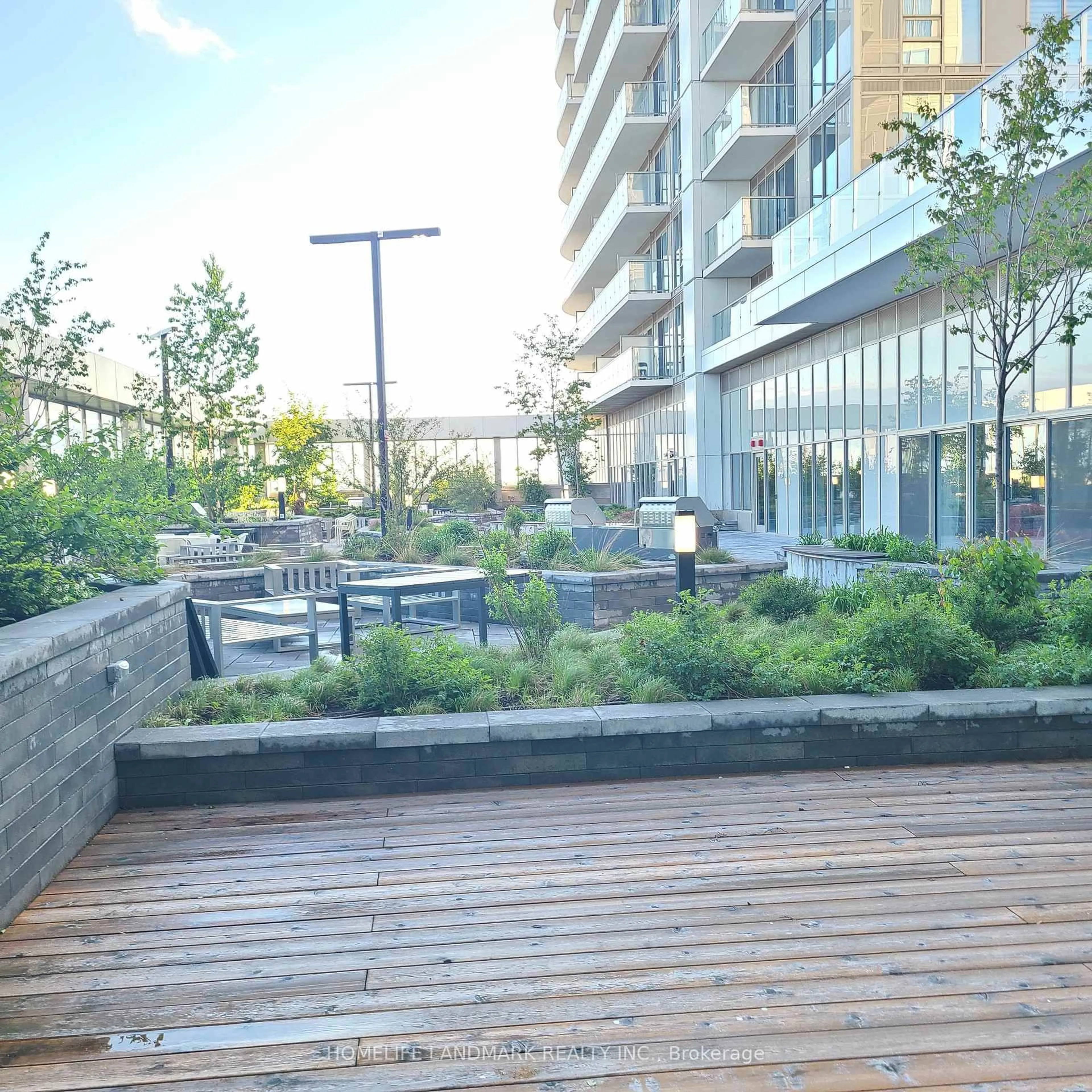 Patio, city buildings view from balcony for 2033 Kennedy Rd #3806, Toronto Ontario M1T 0B9