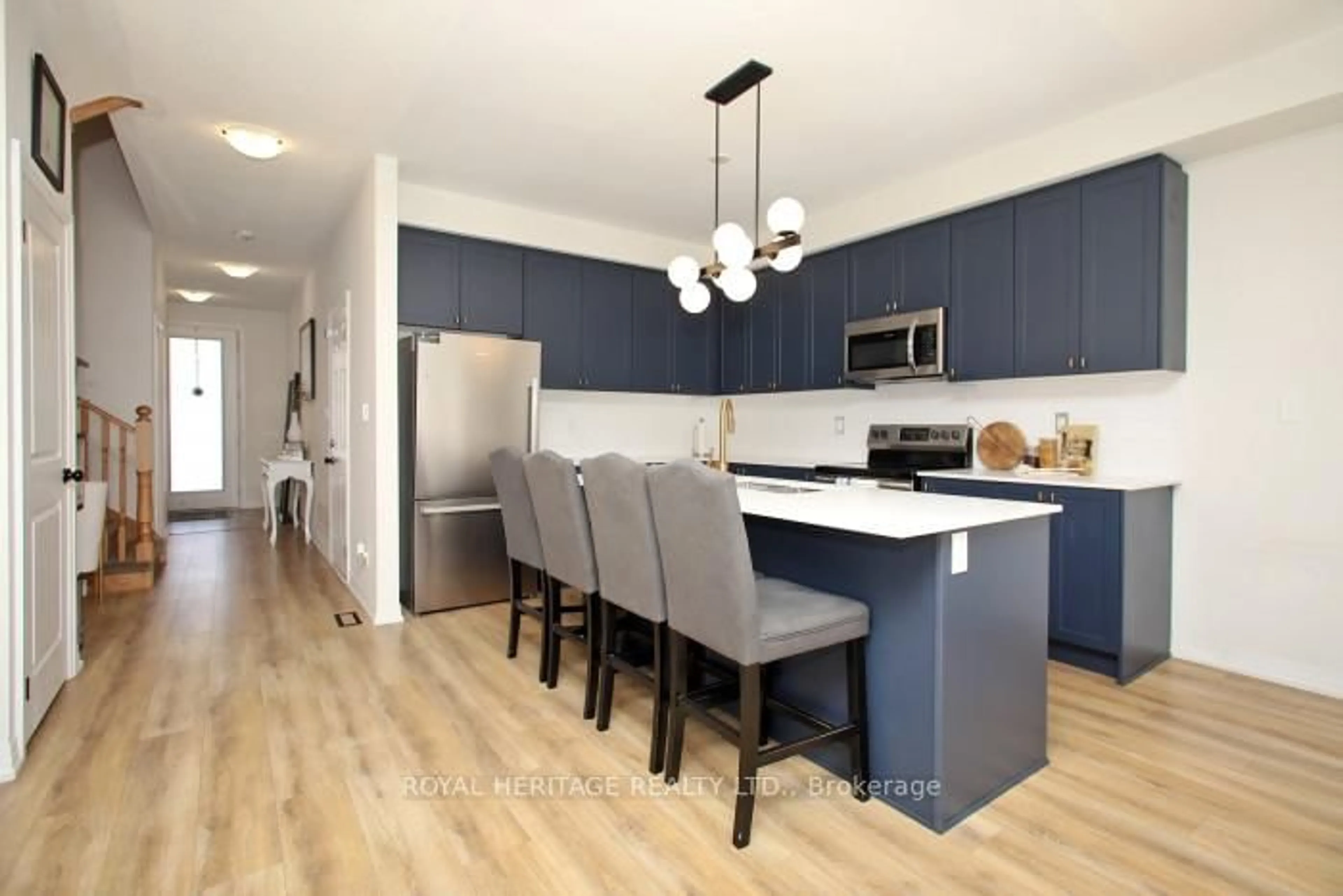 Open concept kitchen, wood/laminate floor for 5 Klein Way, Whitby Ontario L1R 0S6