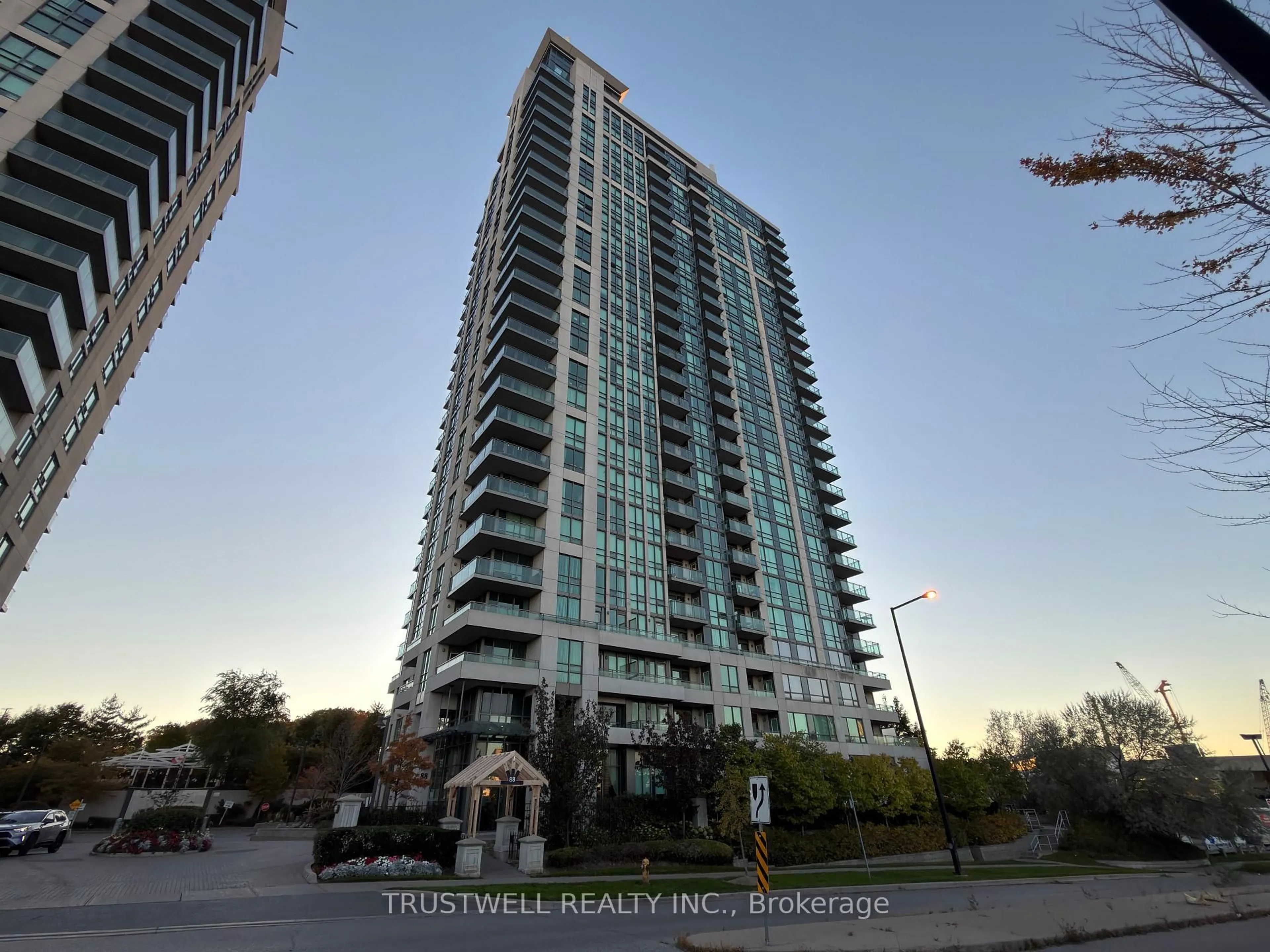 A pic from outside/outdoor area/front of a property/back of a property/a pic from drone, city buildings view from balcony for 88 Grangeway Ave #1705, Toronto Ontario M1H 0A2