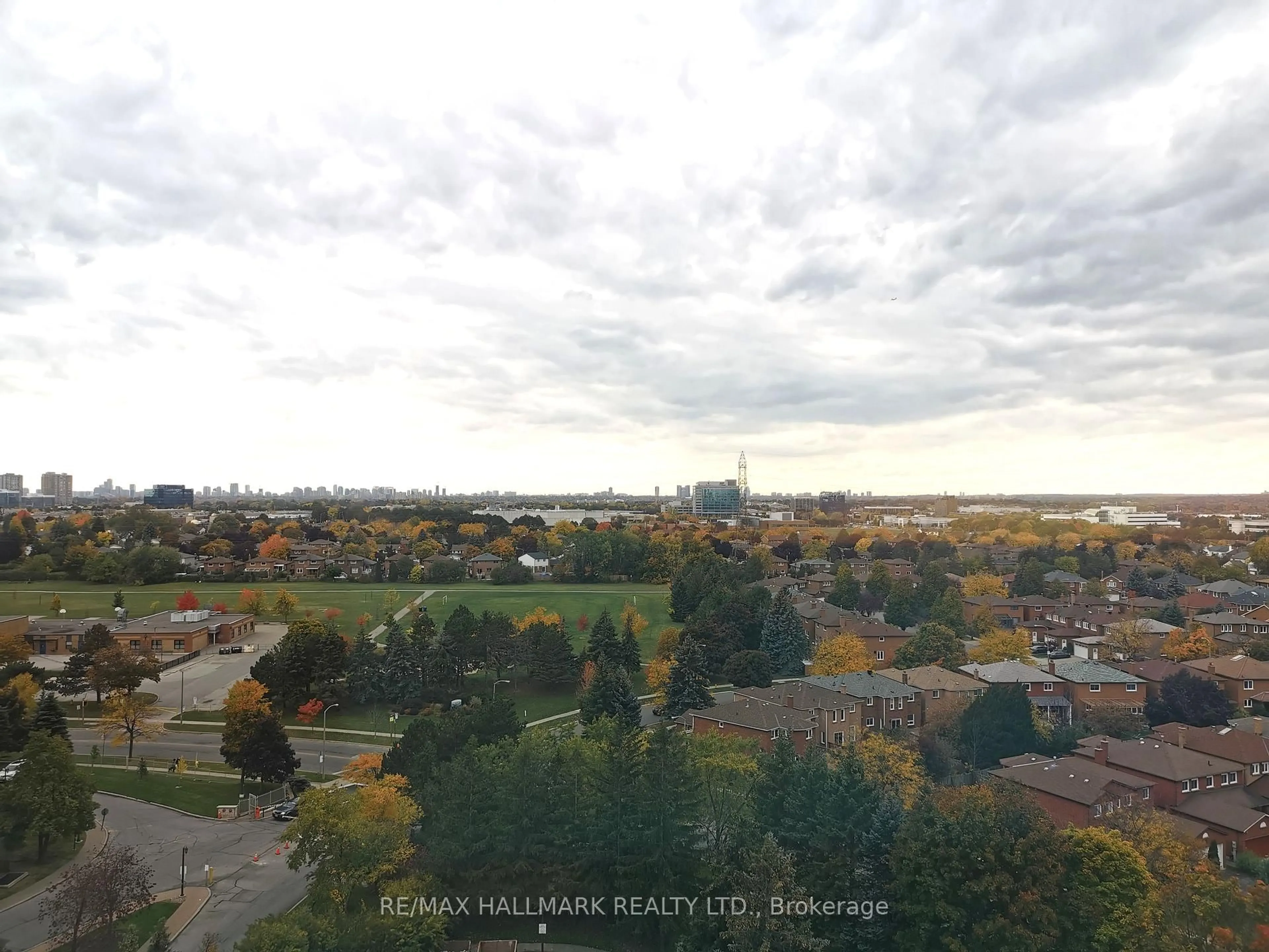 A pic from outside/outdoor area/front of a property/back of a property/a pic from drone, city buildings view from balcony for 25 Bamburgh Circ #1239, Toronto Ontario M1W 3W2