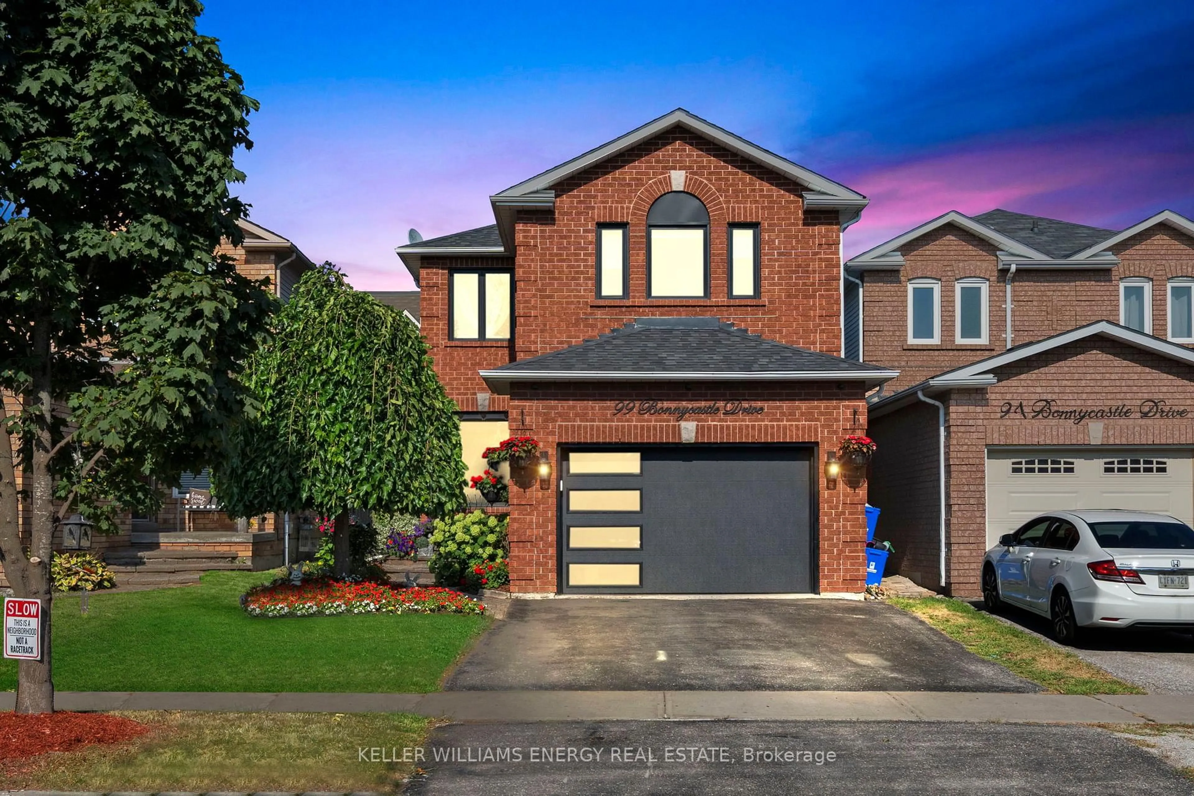 Home with brick exterior material, street for 99 Bonnycastle Dr, Clarington Ontario L1C 4S9