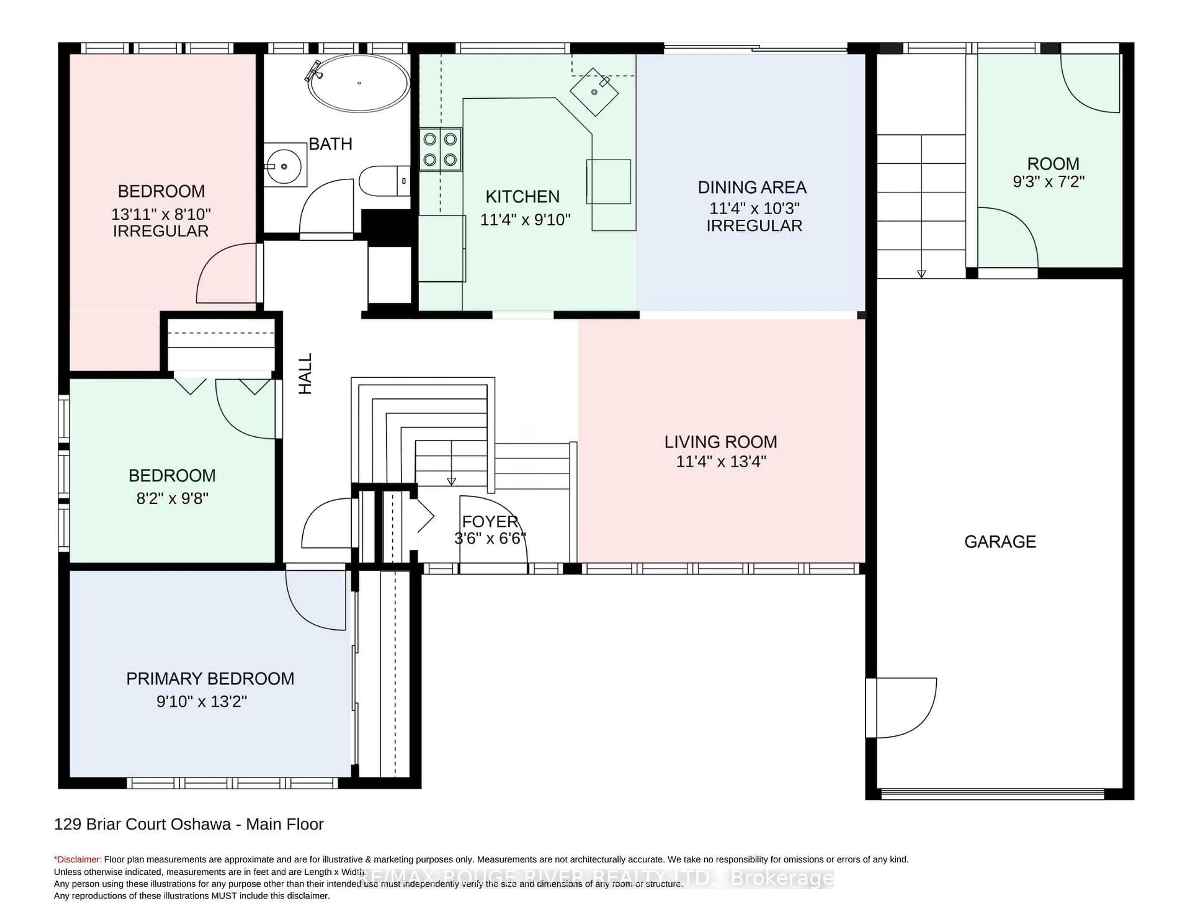 Floor plan for 129 Briar Crt, Oshawa Ontario L1G 6M4