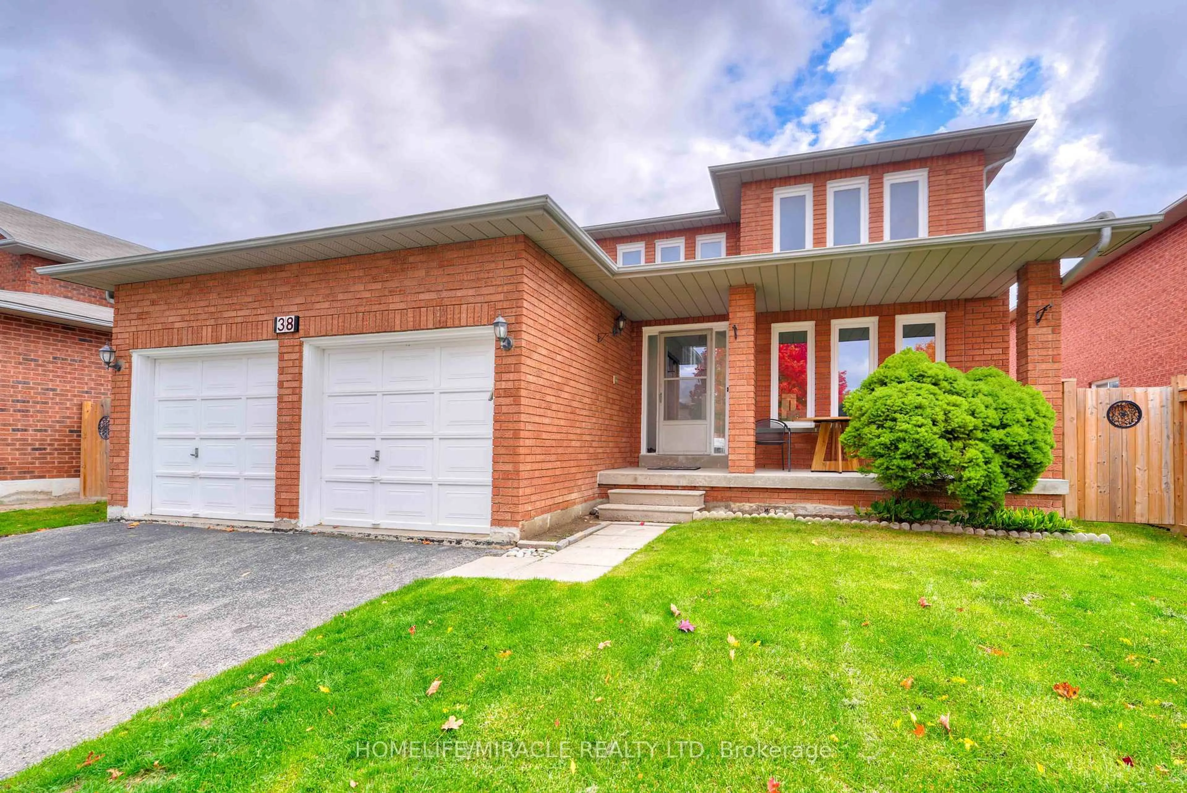 Home with brick exterior material, street for 38 Falstaff Cres, Whitby Ontario L1R 1W3