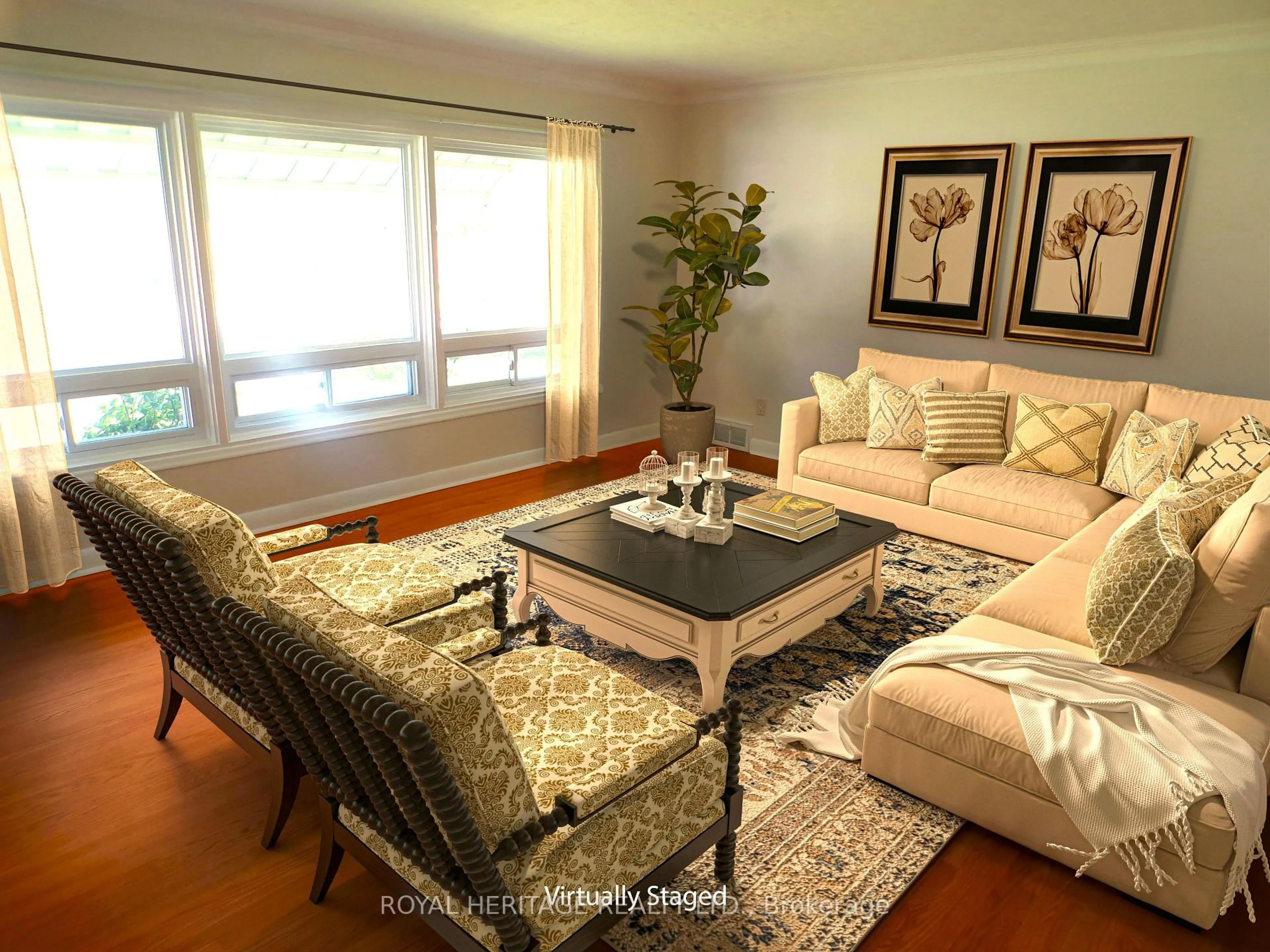 Living room with furniture, wood/laminate floor for 12 Darlington Blvd, Clarington Ontario L1E 2J7